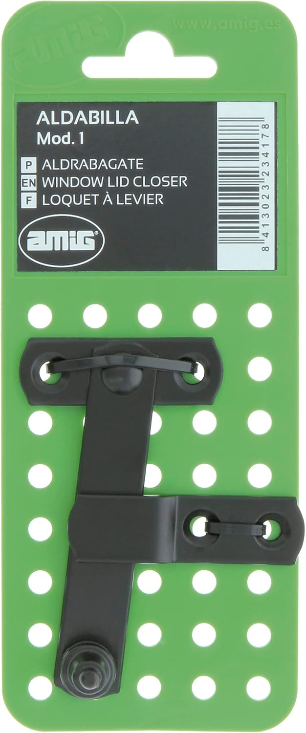  Amig - Palan Pour Volet Lisse | Verrou De Sécurité Pour Fenêtres | Quincaillerie Pour Jardin Et Extérieur | Acier | Couleur Noir Mat | Dimensions : 80 X 46 Mm