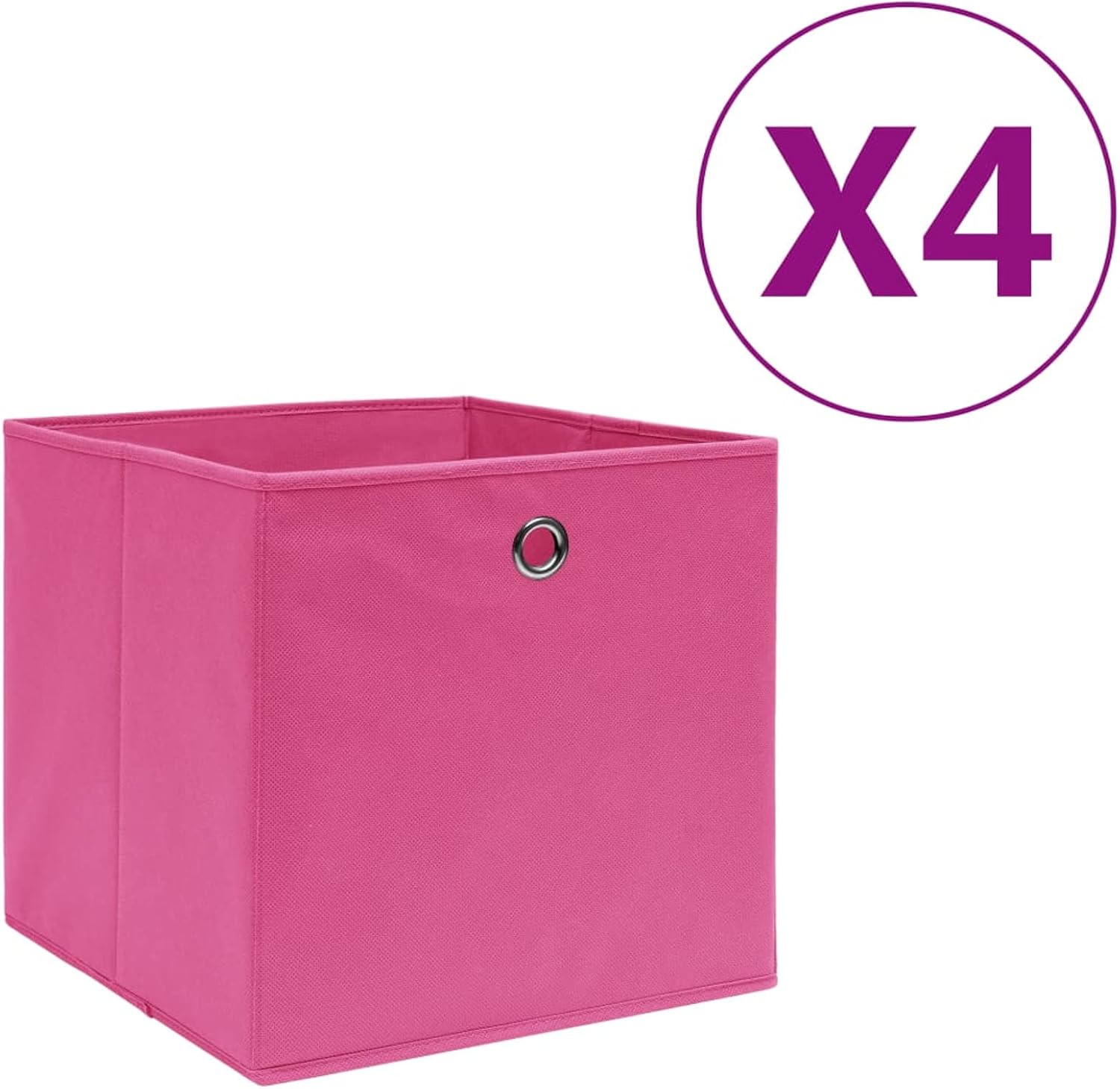 GENERIC Coffre De Rangement, Coffre De Rangement Pour Coussins D'extérieur, Coffres De Rangement D'extérieur Imperméables, 4 Pièces, Tissu Non Tissé, 28 X 28 X 28 Cm, Rose