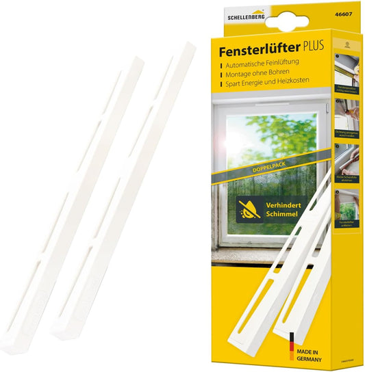  Schellenberg Aérateur De Fenêtre PLUS, Lot De Deux, Blanc, Montage Sans Perçage, économie D'énergie Et De Frais De Chauffage, Prévention De La Formation De Moisissures, 46607