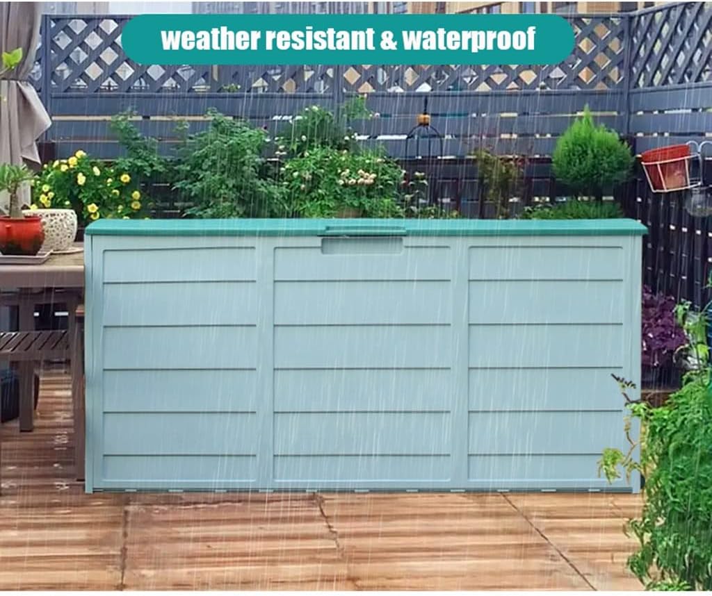  Grande Boîte De Pont En Plastique Avec Couvercle Rabattable, Boîte De Rangement Extérieure Étanche À La Poussière Et Résistante Aux UV, Jouets De Piscine, Outils De Jardin ( Couleur : Gray+brown )