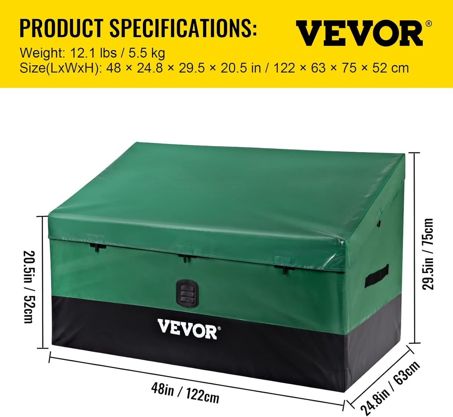  VEVOR Boîte De Rangement D'extérieur En Polyéthylène étanche Avec Cadre Galvanisé, Protection Contre Les Intempéries Et Portable, Pour Camping, Jardin, Piscine Et Cour, Noir Et Vert