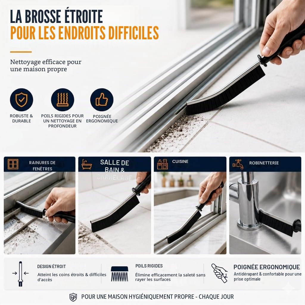  PaaoRoaru Brosse à Joints à Poils Durs Pour Nettoyer Les Coins Et Fentes, Brosse Nettoyage Idéale Pour Carrelage, Salle De Bain, Cuisine Et Douche