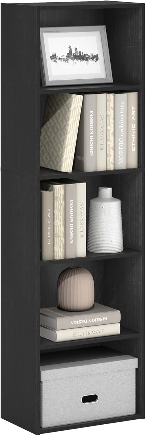  Furinno Luder Bibliothèque Etagère De Rangement Ouverte à 5 Cubes, Blanc/Bleu Clair