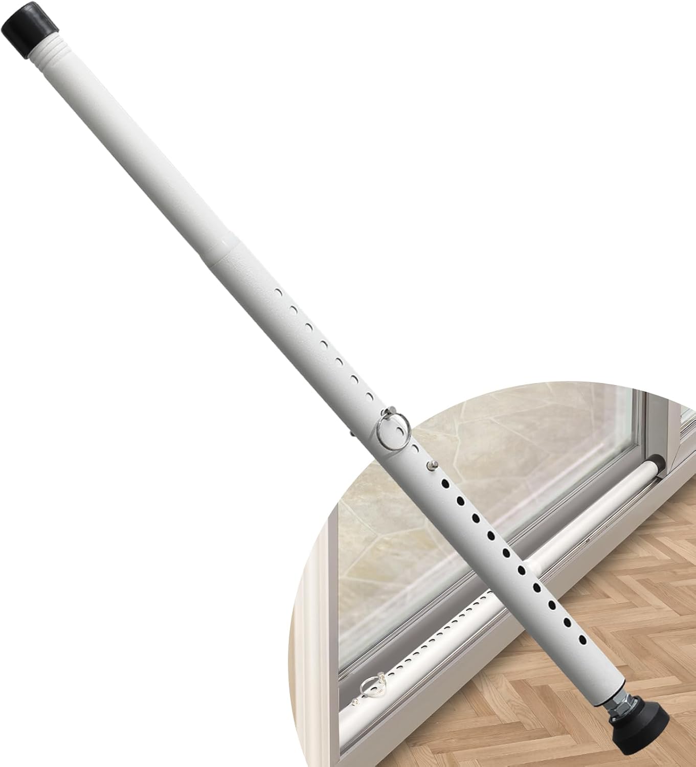 Barre De Sécurité Pour Porte Coulissante, 45 à 128,3 Cm, Barre De Sécurité Réglable Avec Embouts En Caoutchouc, Barre De Sécurité De Fenêtre De 2,5 Cm De Diamètre Pour Maison, Appartement (blanc)