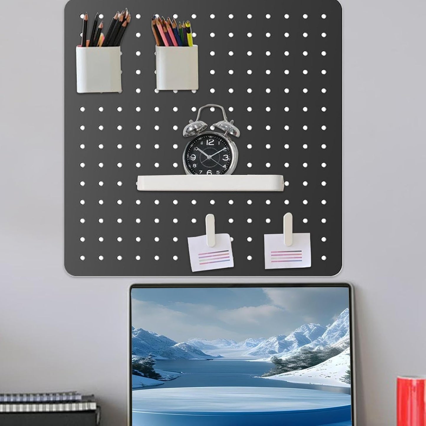  Tableau De Rangement Monté, Panneau De Pinces De Bureau, Rangement Multifonction Avec Système De Contrôle De Disposition Personnalisé, Planche à Suspendre Murale Robuste, Style Moderne Et Propre