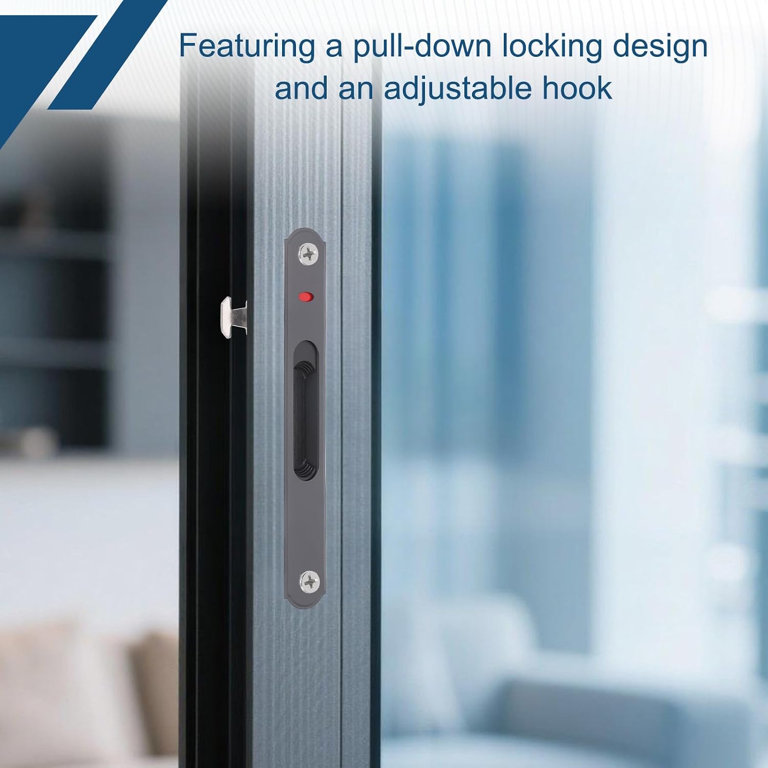  PATIKIL Verrou De Porte Coulissante Simple Face (16,8 Cm, Noir), Serrure De Porte Coulissante En Verre, Convient Pour Cuisine/salle De Bain/balcon Portes Fenêtres En Aluminium