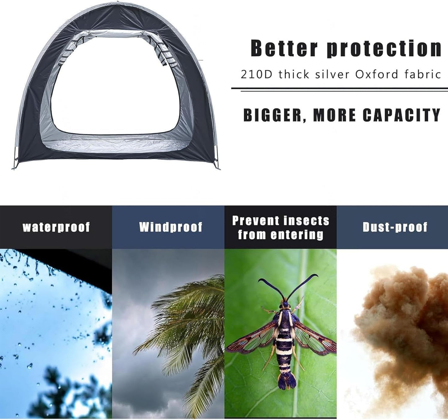  Tente De Vélo De Rangement D'extérieur – Imperméable Et Résistant Aux Intempéries Pour Meubles De Terrasse, Vélo Et Moto – Design Durable Pour Toutes Les Conditions Météorologiques