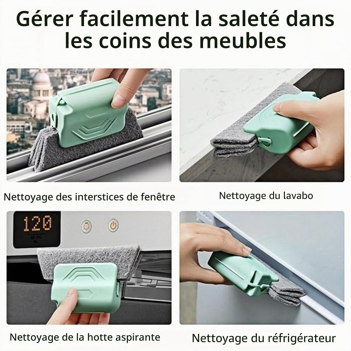  Brosse De Nettoyage Magique Pour Rainures De Fenêtre, Nouvel Ensemble D'outils De Nettoyage Pour Rainures De Fenêtre Ou Porte Coulissante Pour Porte Coulissante, Seuil, Lignes De Carrelage (Vert)