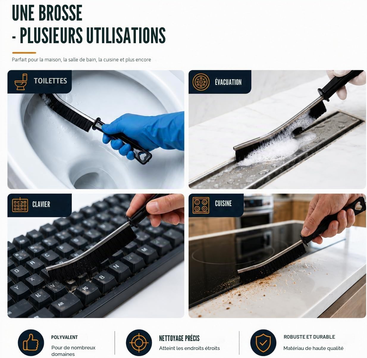  PaaoRoaru Brosse à Joints à Poils Durs Pour Nettoyer Les Coins Et Fentes, Brosse Nettoyage Idéale Pour Carrelage, Salle De Bain, Cuisine Et Douche
