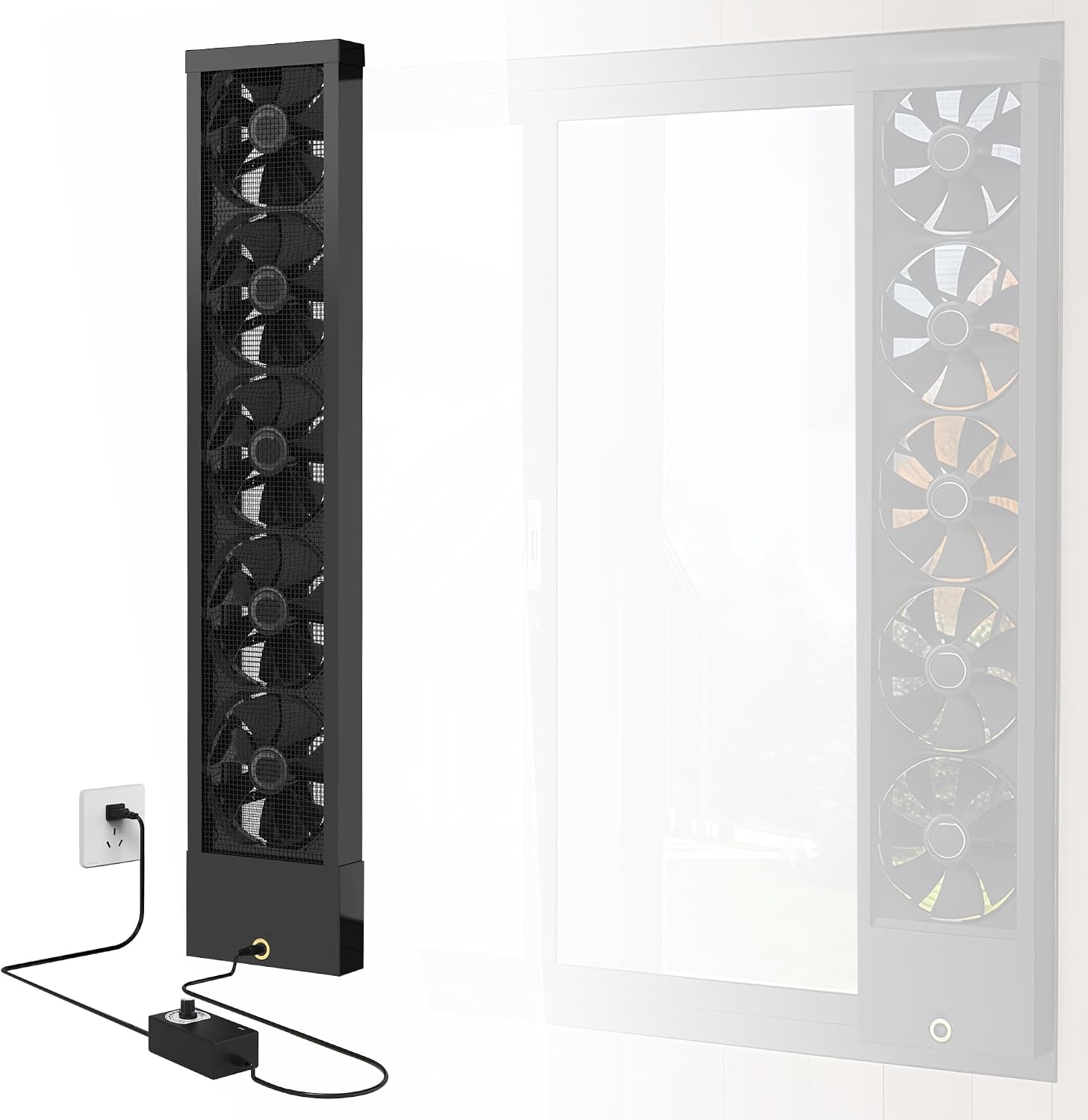 Ventilateur D'échappement Vertical De 75 à 80 Cm Pour Fenêtres Coulissantes – Se Fixe Fermement Aux Cadres Supérieurs Et Inférieurs De La Fenêtre, Installation Sans Outil Avec Vitesses Variables Pour