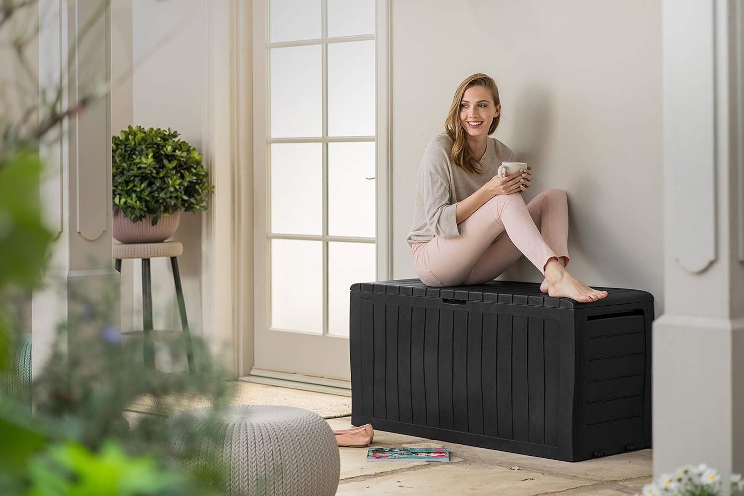  Keter 247661 Boîte De Rangement De Jardin Marvel+ 270 L, Gris Graphite