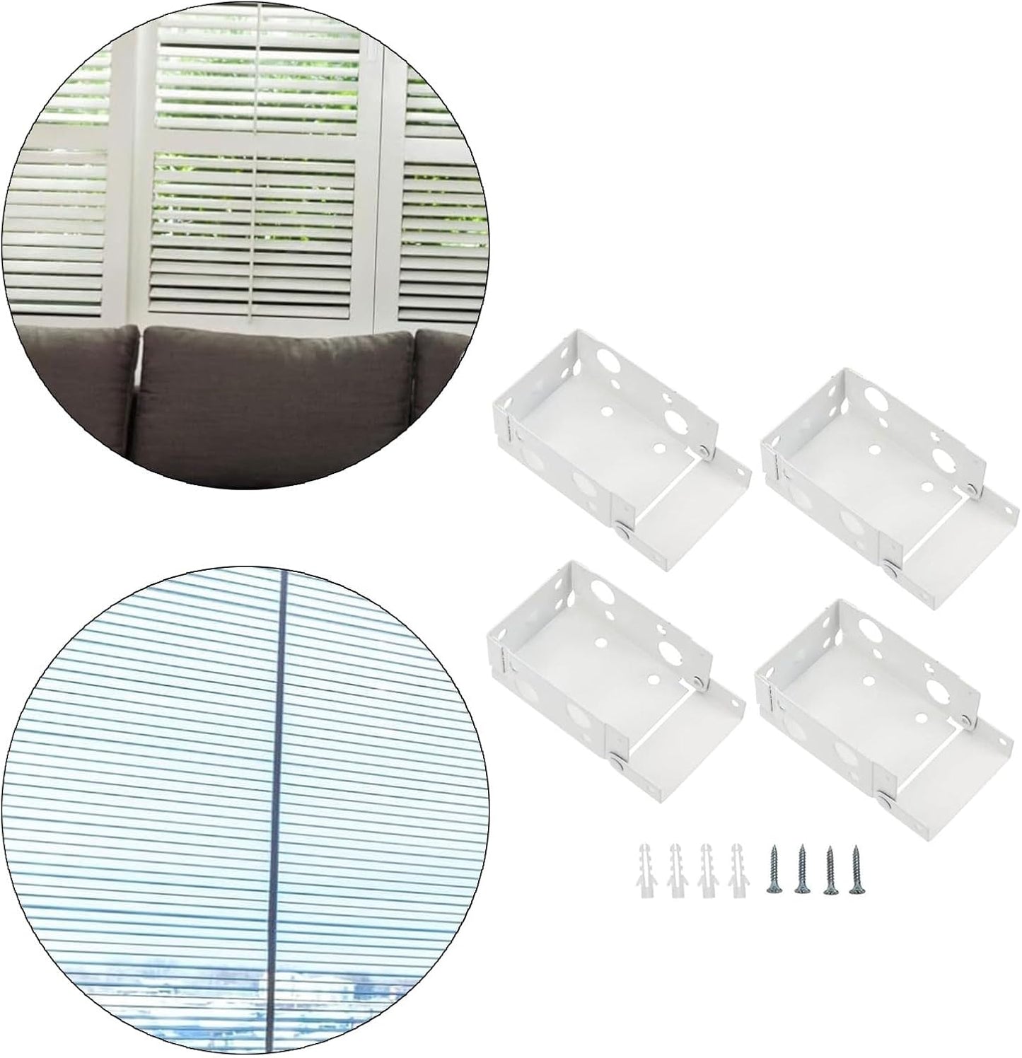  Supports De Traitements De Fenêtre Blancs 4 Pièces, Matériel De Rideau De Fenêtre Pour Une Installation Facile Et Une Durabilité Stable, Supports De De Stores Enrouleurs