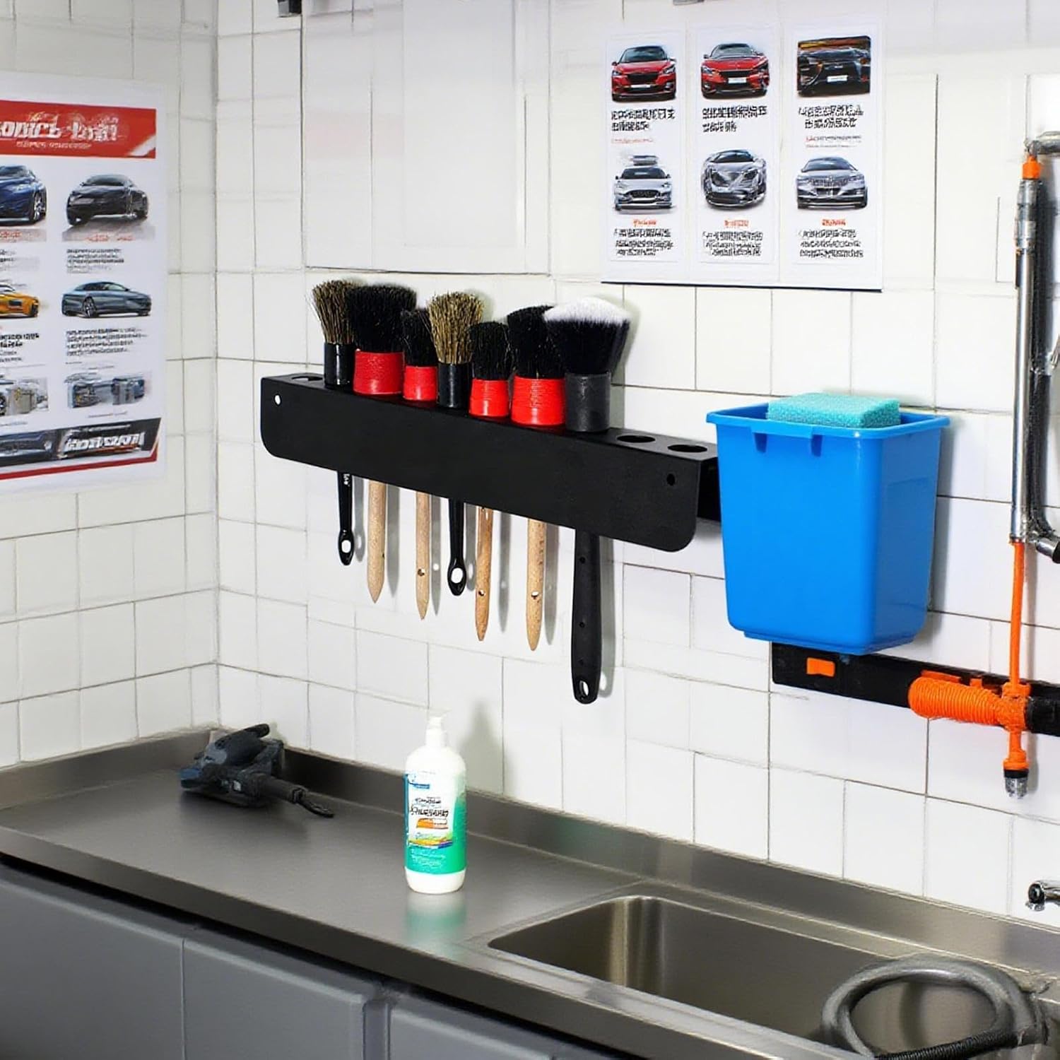  Générique Organisateur De Brosses De Détail,Support Mural D'Organisation D'Outils Automobiles | Organisation Garage Rangement Intérieur Extérieur Pour Peinture Van Jardin