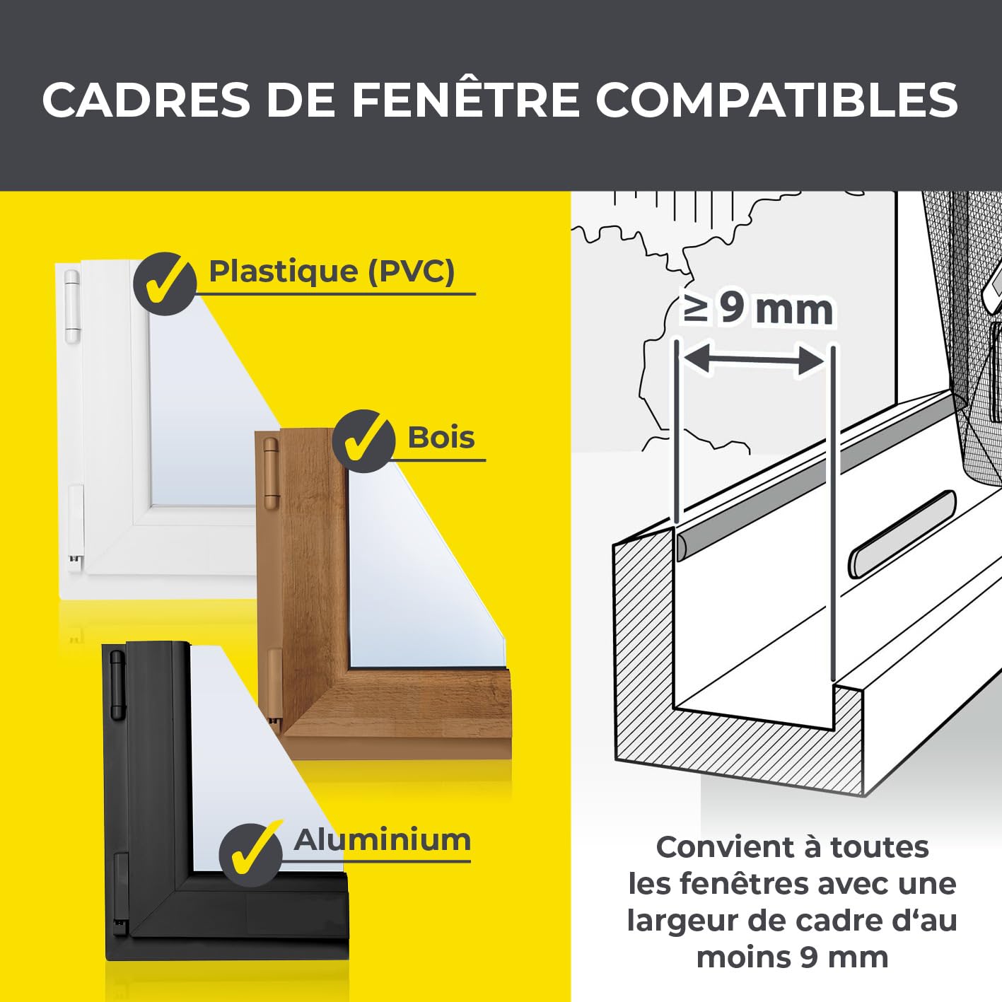  EASYmaxx Moustiquaire De Fenêtre Avec Protection Contre Le Pollen & Magic Click | Peut être Découpée Pour Des Fenêtres Jusqu'à 150x130cm | Montage Facile Avec 12 Aimants - Pas De Perçage [2 Pièces]