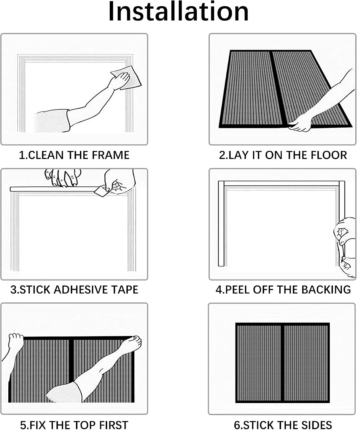  Moustiquaire Porte Fenetre 157 X 79 Cm Rideau Automatique Anti Moustique Sans Percer Facile à Installer Pour Couloirs Fenetres Patio, Noir