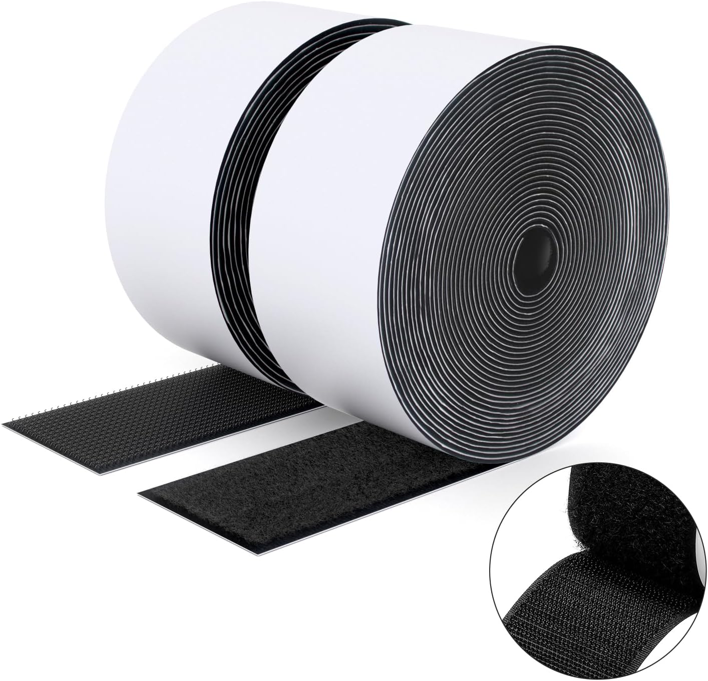  Double Sided Hook And Loop Tape, 20MM X 8M Self Adhesive Tape, Heavy Duty Tape, Interlocking Tape For Photo Frame, Mosquito Net, Carpet, DIY - White