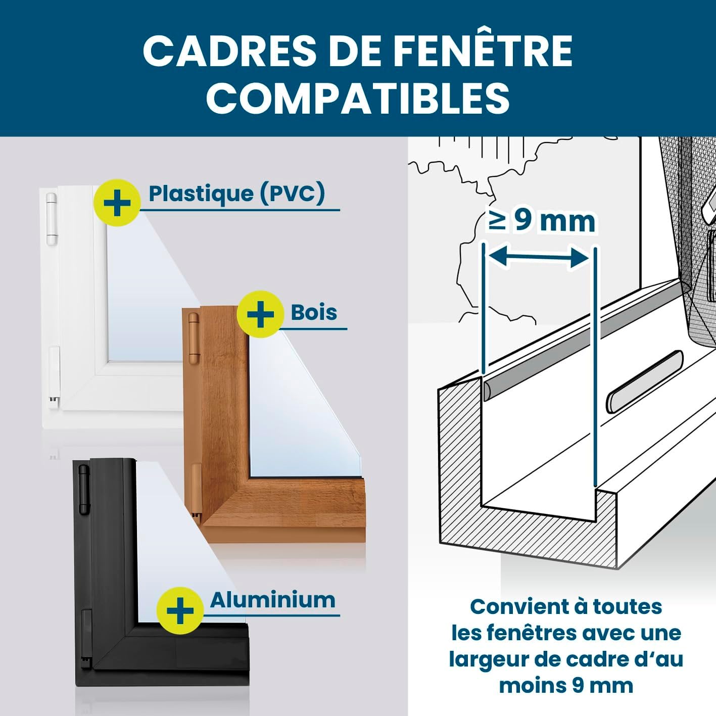  Hoberg Moustiquaire De Fenêtre Avec Fixation Magnétique Innovante | Moustiquaire Jusqu'à 150 X 130 Cm Découpable Individuellement, Pas De Perçage Ni De Vissage | Fixation Avec 16 Aimants [Noir]