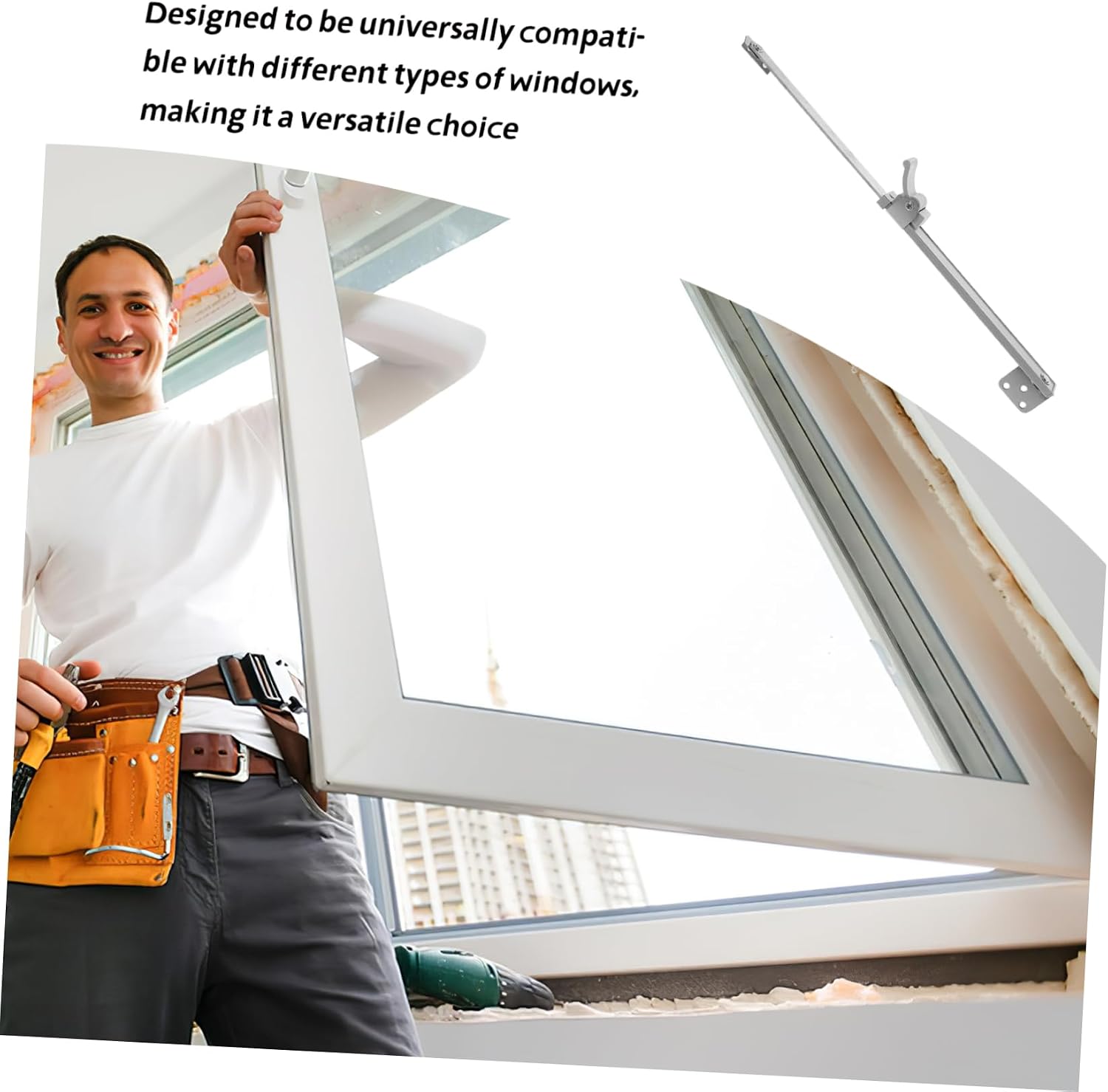  Jojofuny Tige Télescopique Support De Fenêtre Réglable En Alliage D'aluminium Pour Fenêtre Argenté Renfort Anti-vent, Installation Facile Pour Maison Et Bureau