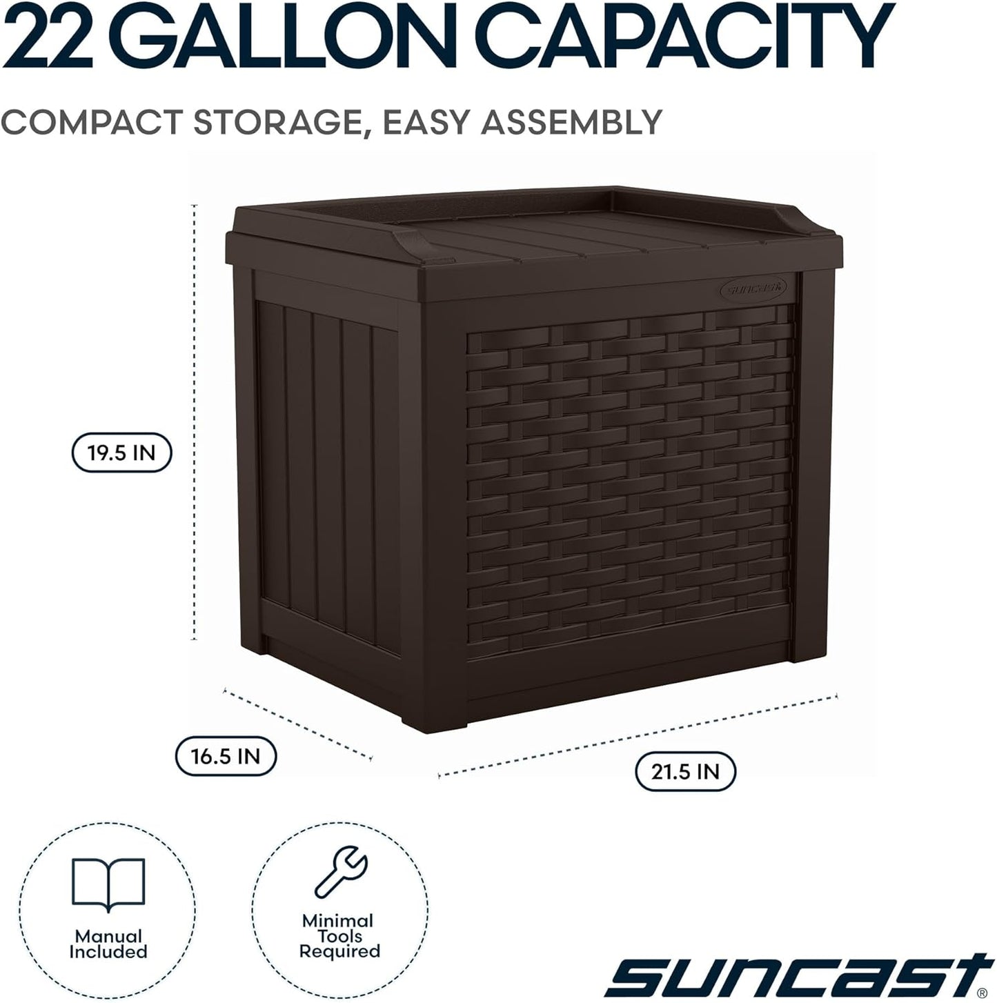  Suncast SSW600J Siège De Rangement 22 Gallon Deck Box
