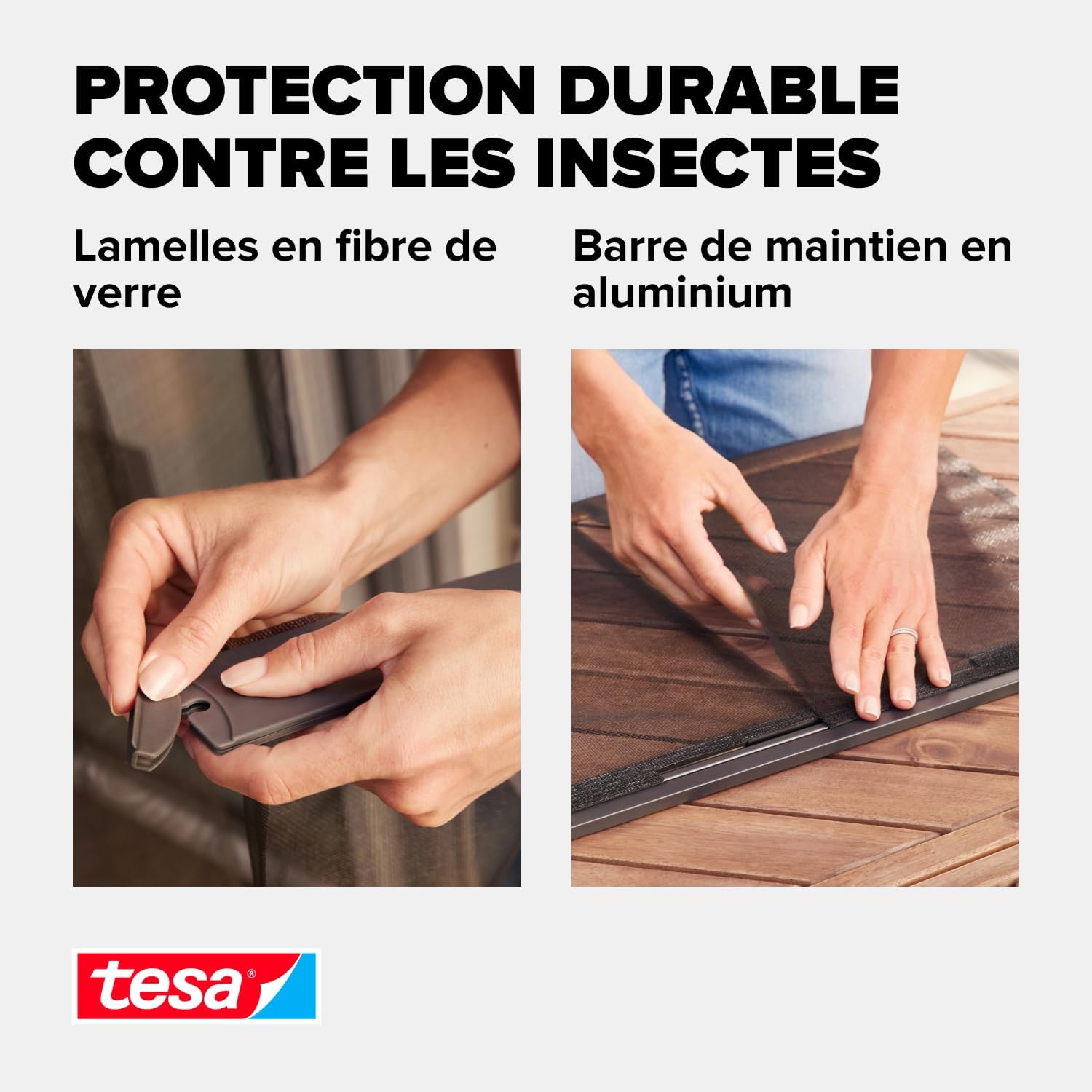  Tesa INSECT STOP Aluminum Lamella Curtain Premium - Moustiquaire Télescopique - Pour Portes De Balcon Et De Patio - Installation Facile Sans Perçage - 95 X 220 Cm - Anthracite (Transparent)