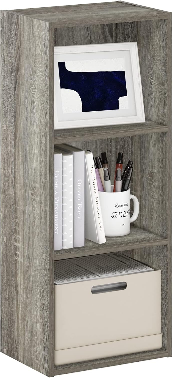  Furinno Luder Bibliothèque Etagère De Rangement Ouverte à 5 Cubes, Blanc/Vert