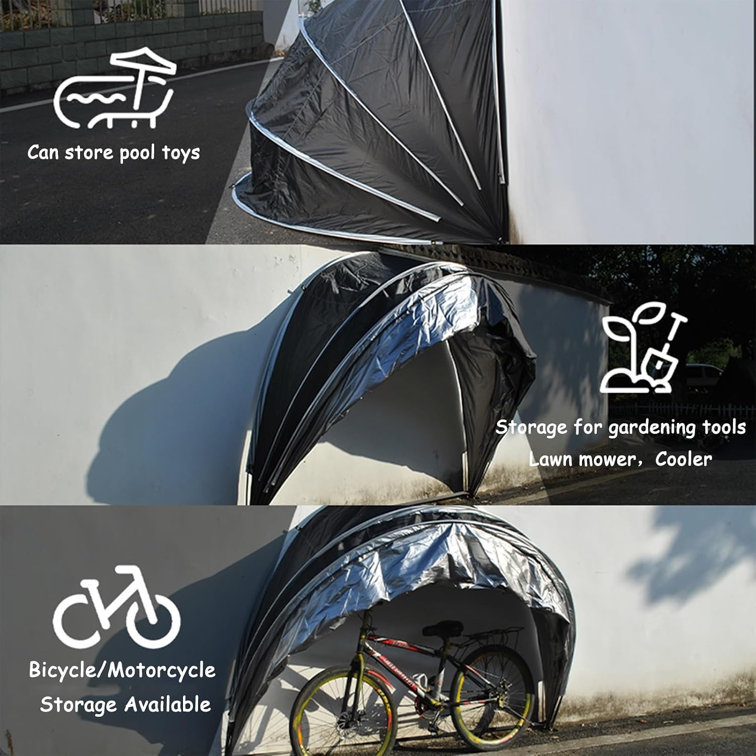 GENERIC Abri De Rangement Pour Vélos, Abri étanche Pour Vélos, Motos, Outils De Jardin Et Tondeuses à Gazon - Solution De Rangement Extérieur Durable Pour Vélos, Abri à Vélos Résistant Aux Intempéri