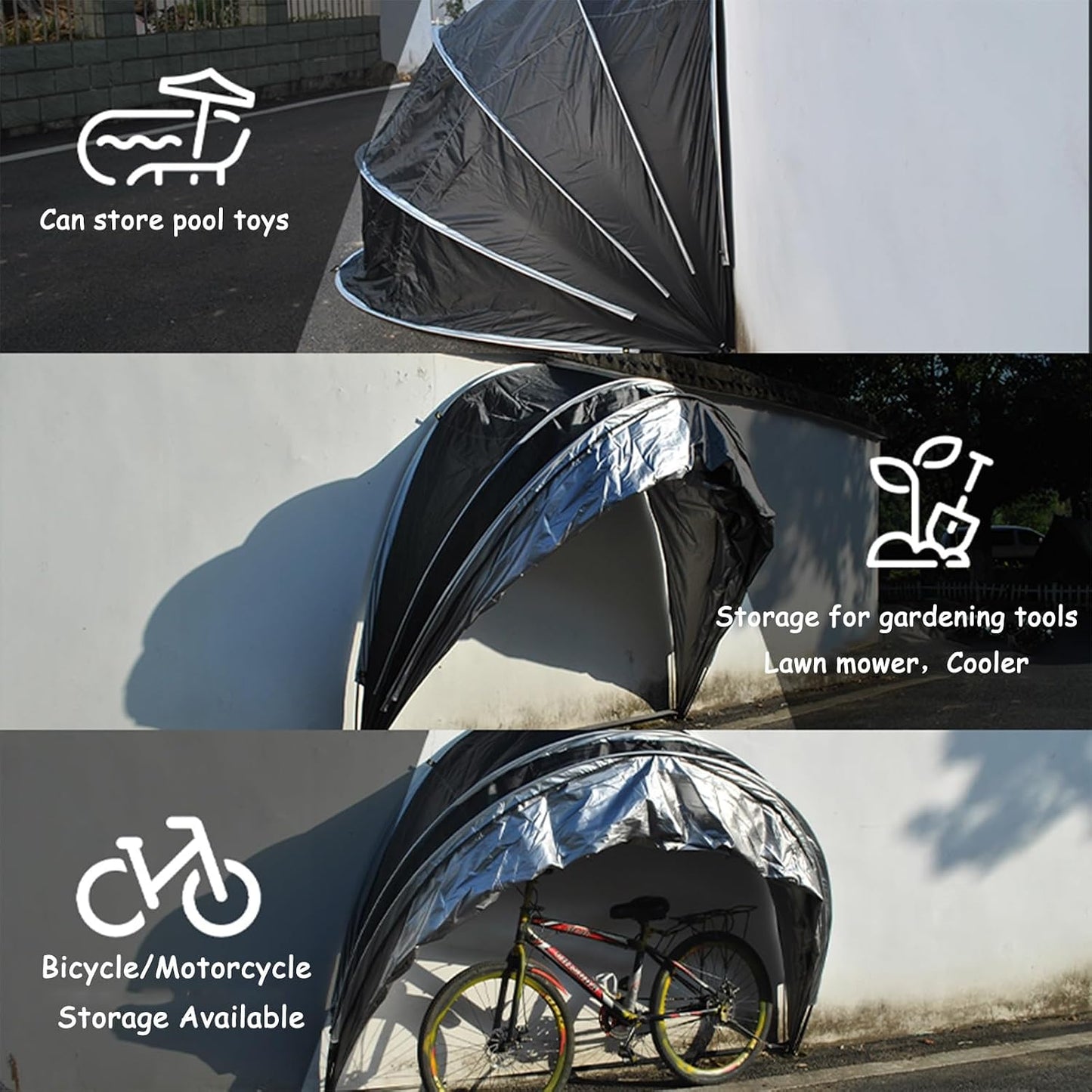 GENERIC Abri à Vélos, Housse Imperméable Pour 2 Vélos - Solution De Rangement Extérieur, Abri Transparent Pour Vélos, Fixation Murale, Protection Durable Et Résistante Aux Intempéries