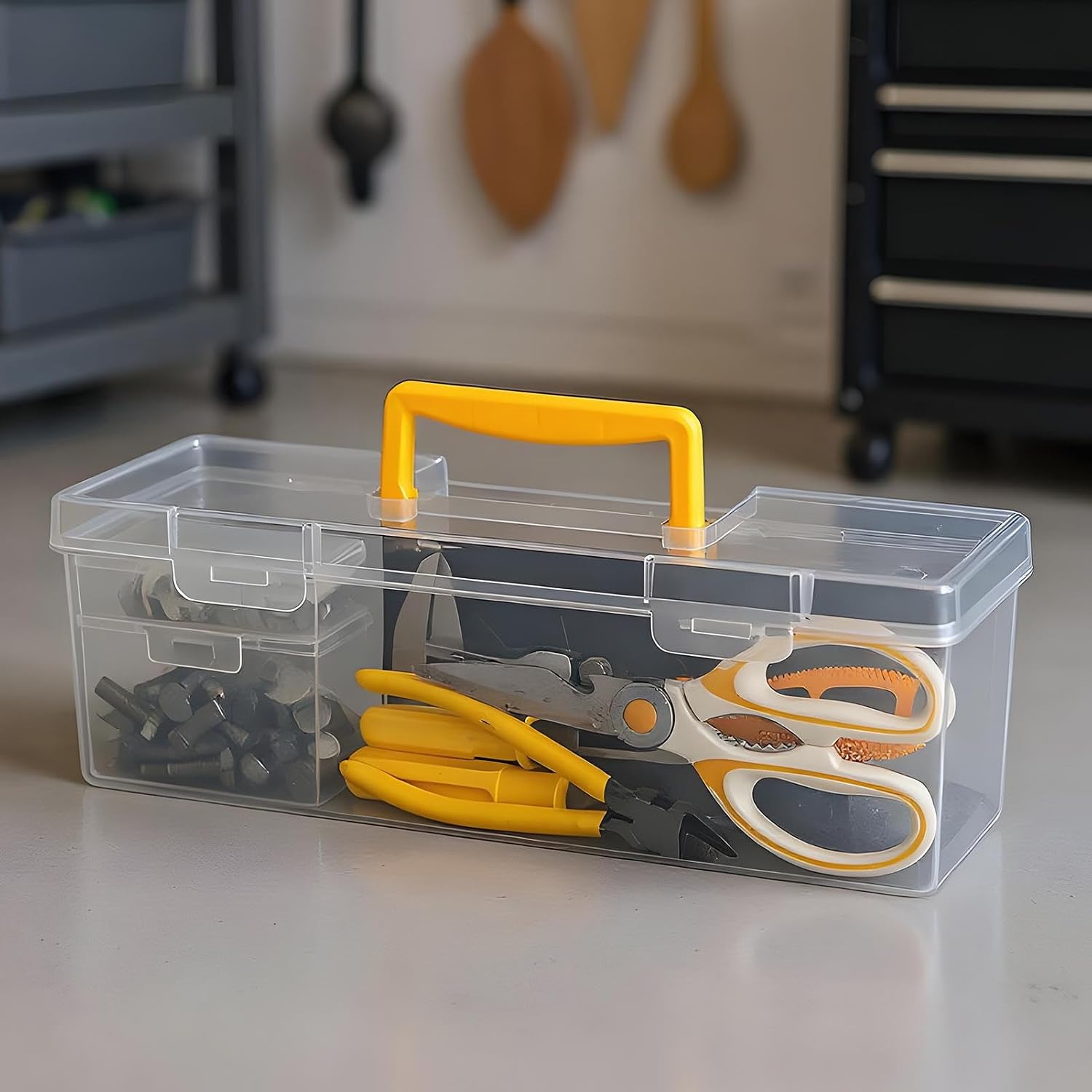  Organisateur De Petite Boîte à Outils | Organisateur De Composants,Boîte De Stockage Compartimentée Transparente Pour Marqueurs Pinces Clés Écrous Électronique Perles Loisirs Créatifs