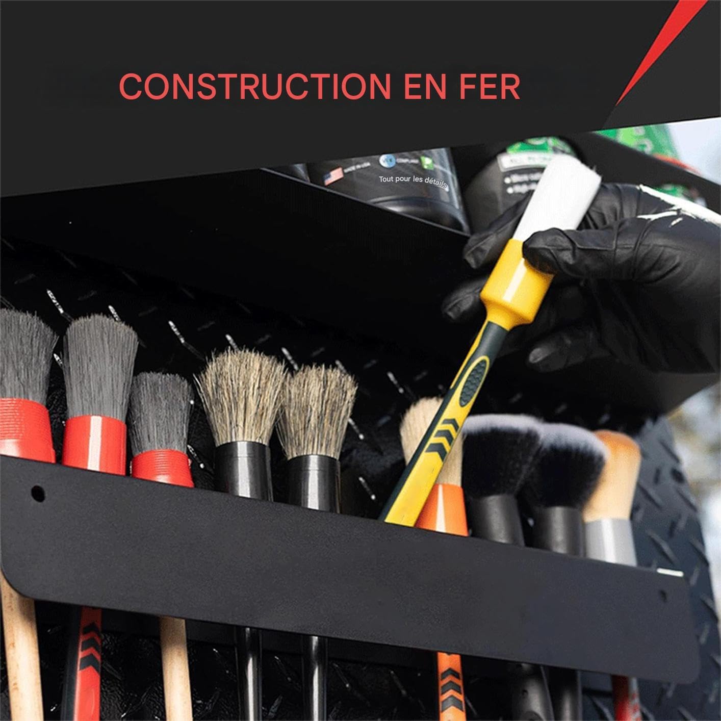 Générique Organisateur De Brosses De Détail - Support Mural Pour Brosse De Nettoyage,Organisation Garage Pour Espaces De Travail Intérieur Camion Fourgon Remorque