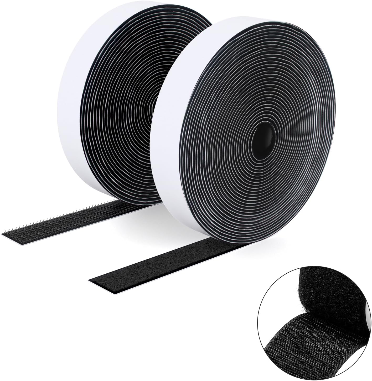  Ruban Adhésif Double Face à Crochets Et à Boucles, 50MM X 5M Ruban Adhésif Autocollant, Bandes Robustes, Ruban à Emboîtement Pour Cadres De Photos, Moustiquaires, Tapis, Bricolage - Noir