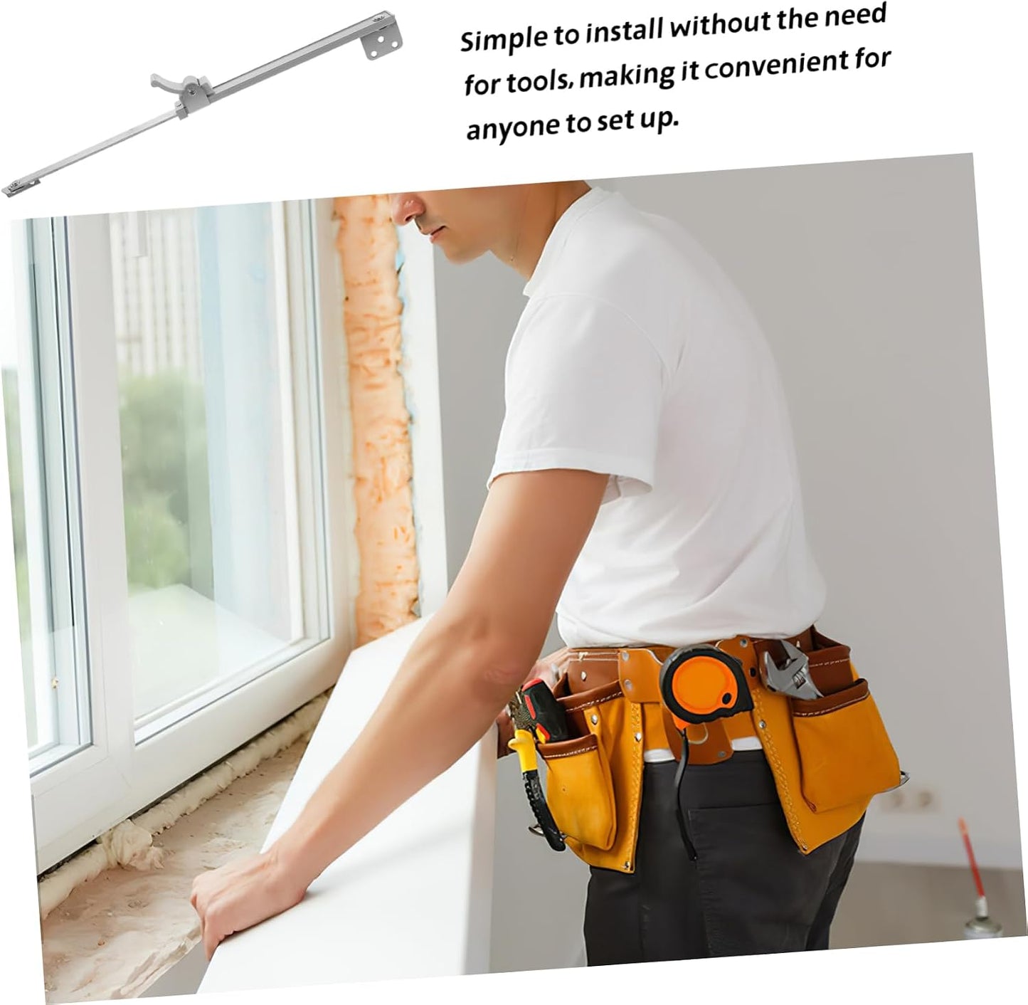  Jojofuny Tige Télescopique Support De Fenêtre Réglable En Alliage D'aluminium Pour Fenêtre Argenté Renfort Anti-vent, Installation Facile Pour Maison Et Bureau