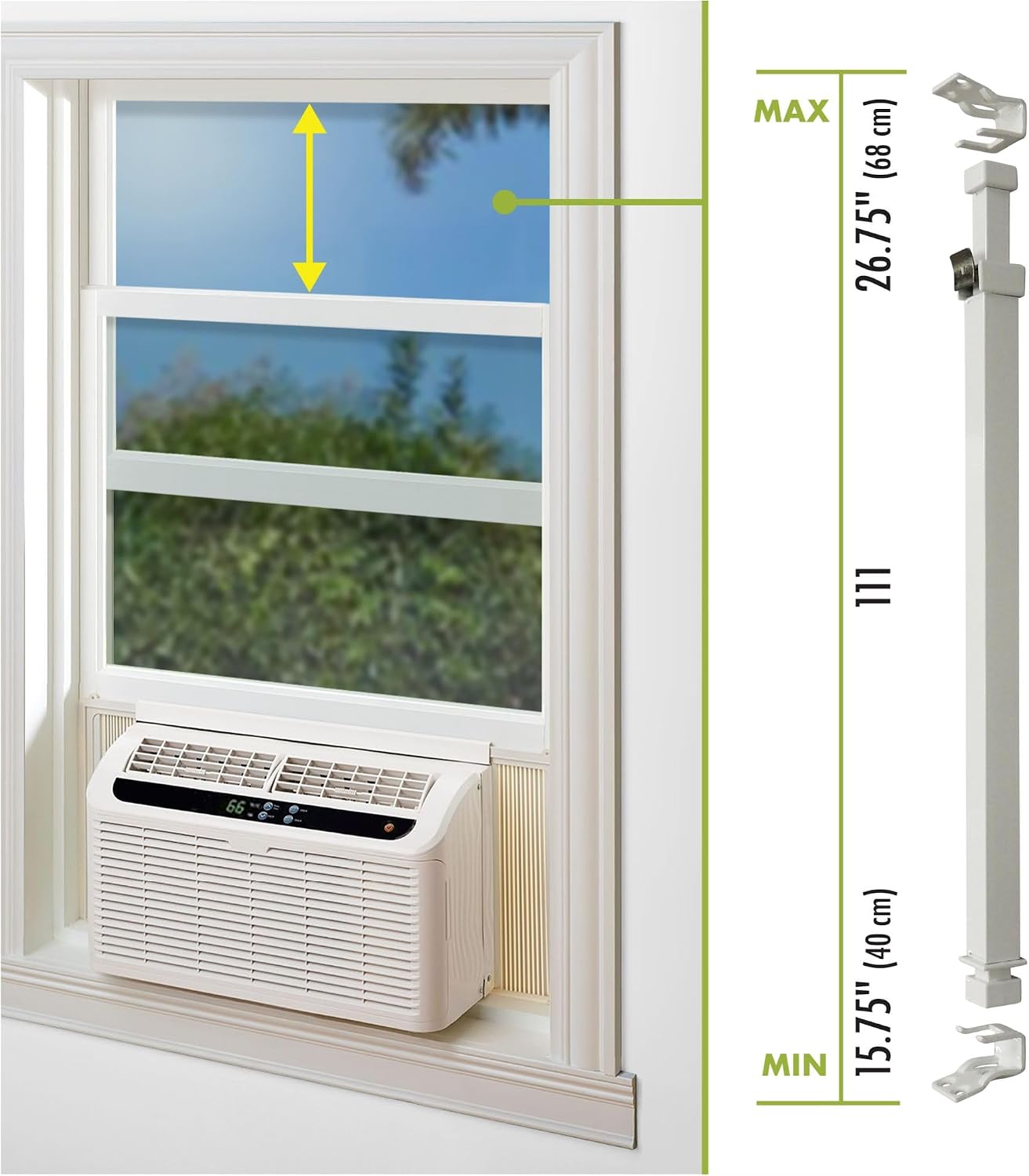  Ideal Security BK111W Adjustable Security Bar For Patio Or Window Door With Child Safety Lock, White, 40-68 Cm