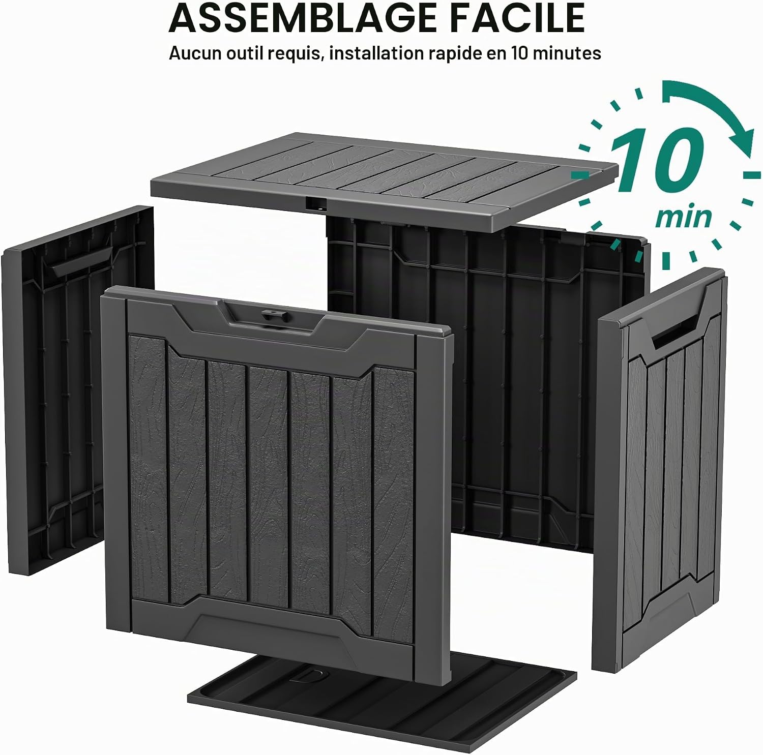 YITAHOME Boîte De Rangement D'extérieur En Résine De 100 Litres, Résistante à L'eau, Boîte De Rangement D'extérieur Pour Oreillers, Matériel De Jardin, Verrouillable En Toute Sécurité, Noir