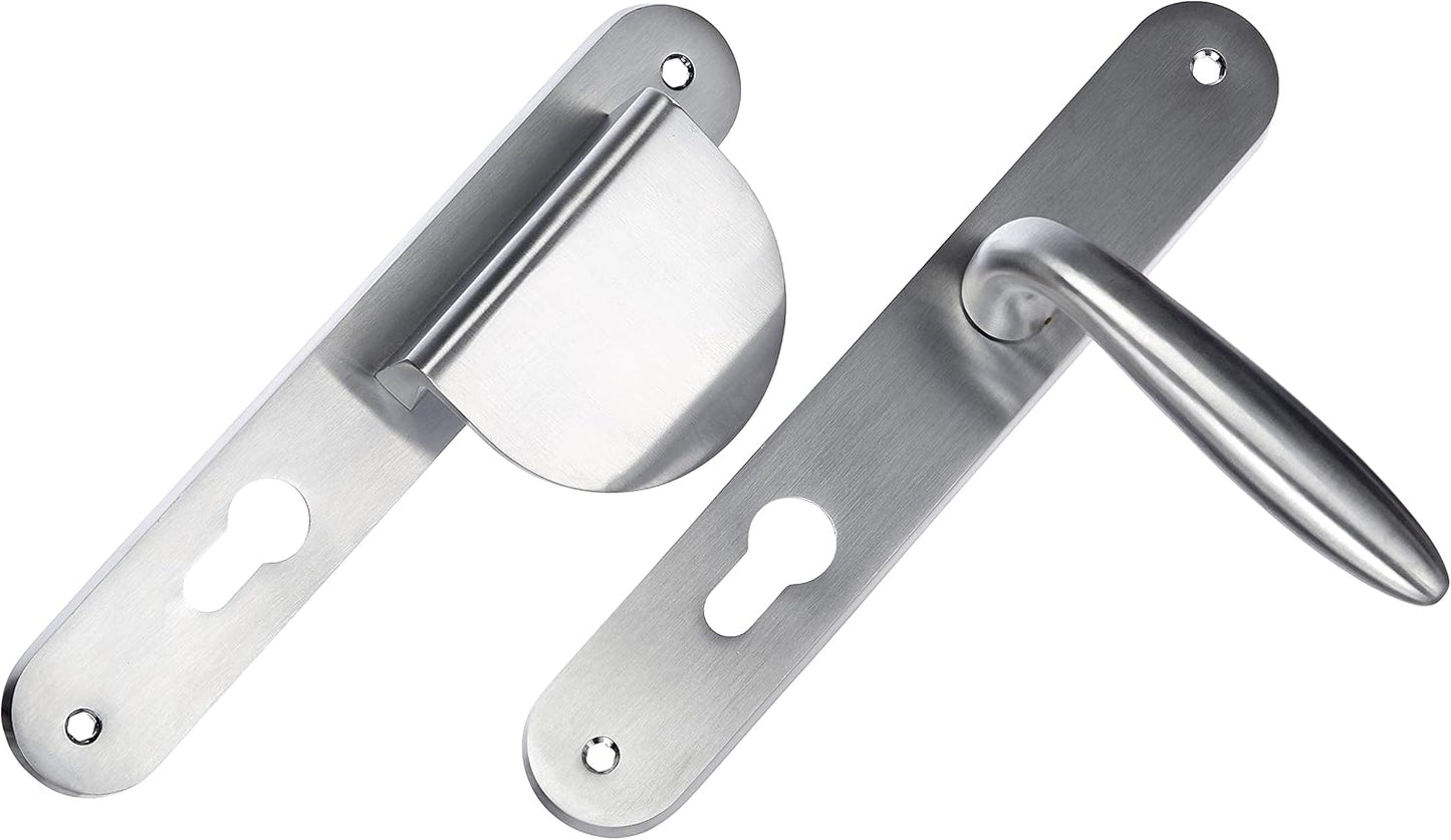  Bricard 984051 Ensemble Poignées Zamak Sur Plaque Esquisse Pour Porte D'Entrée (pour Cylindre Européen), Argent