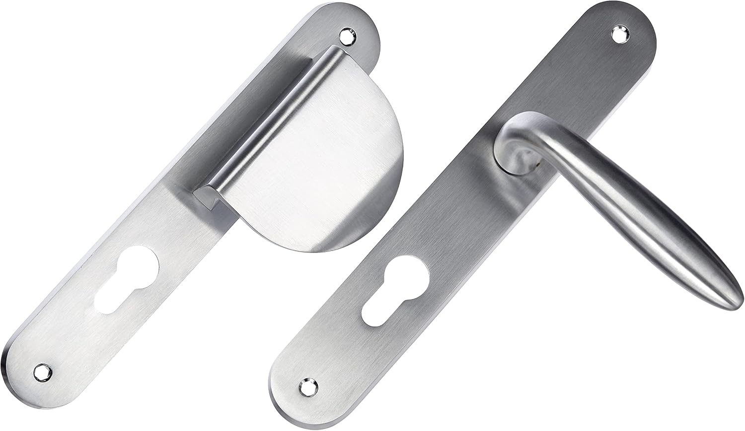  Bricard 984051 Ensemble Poignées Zamak Sur Plaque Esquisse Pour Porte D'Entrée (pour Cylindre Européen), Argent