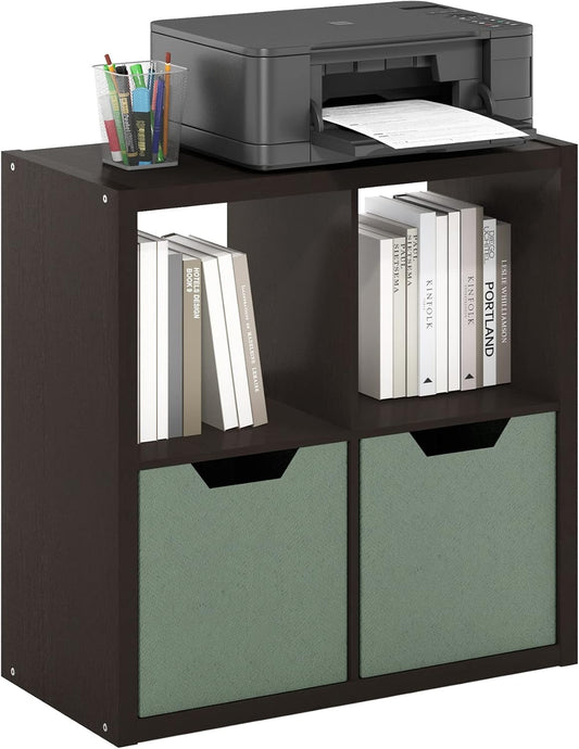  Furinno Cabine De Rangement Décorative à Dos Ouvert à 4 Cubes, Chêne Foncé
