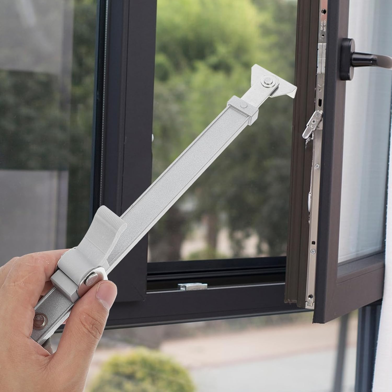  STOBAZA Limiteur D'ouverture De Fenêtre à Battant Tige Télescopique Réglable Design Simple En Alliage D'aluminium Argenté Pour Fenêtres à Battant Adapté Aux Familles
