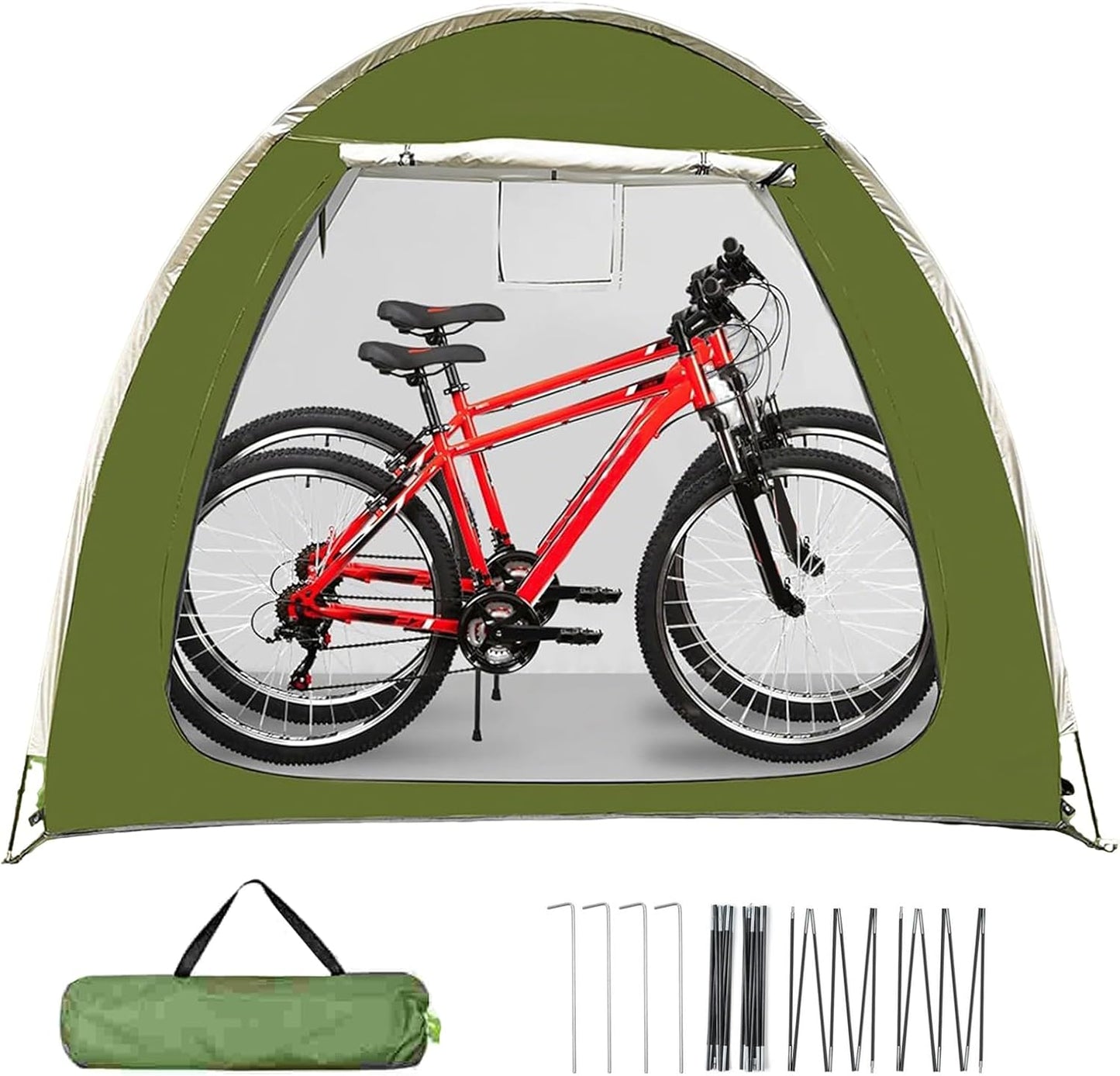  Abri De Vélo | Housse Portable Pour Moto | Tente De Rangement D'extérieur Résistante Aux Intempéries Avec Double Entrée Pour Jardin, Pelouse, Camping, Arrière-cour