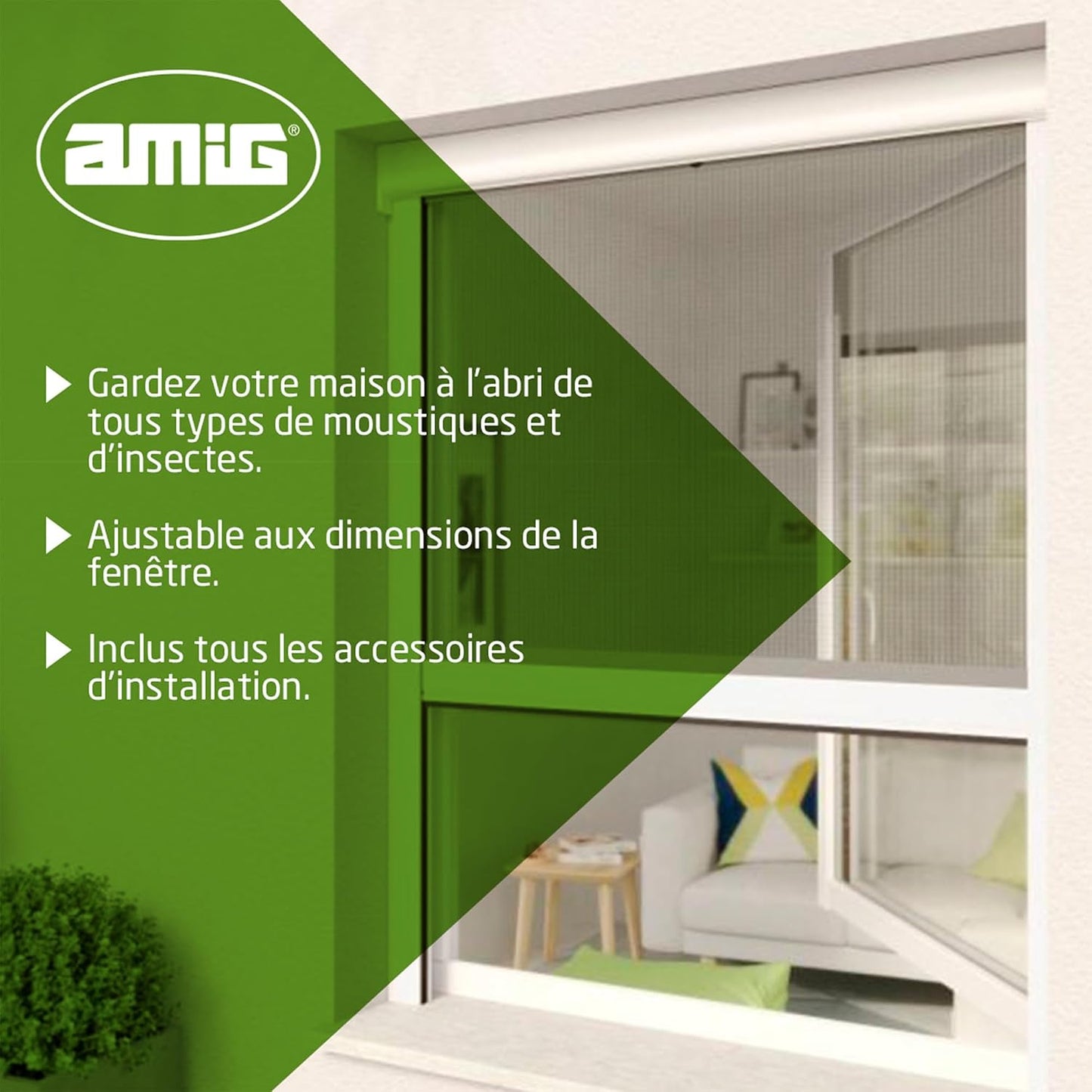  Amig - Moustiquaire Enroulable Pour Fenêtres | Aluminium Blanc Et Maille En Fibre De Verre Grise | Installation Facile | Protection Contre Les Insectes | 140 X 140 Cm | Durable Et Respirant