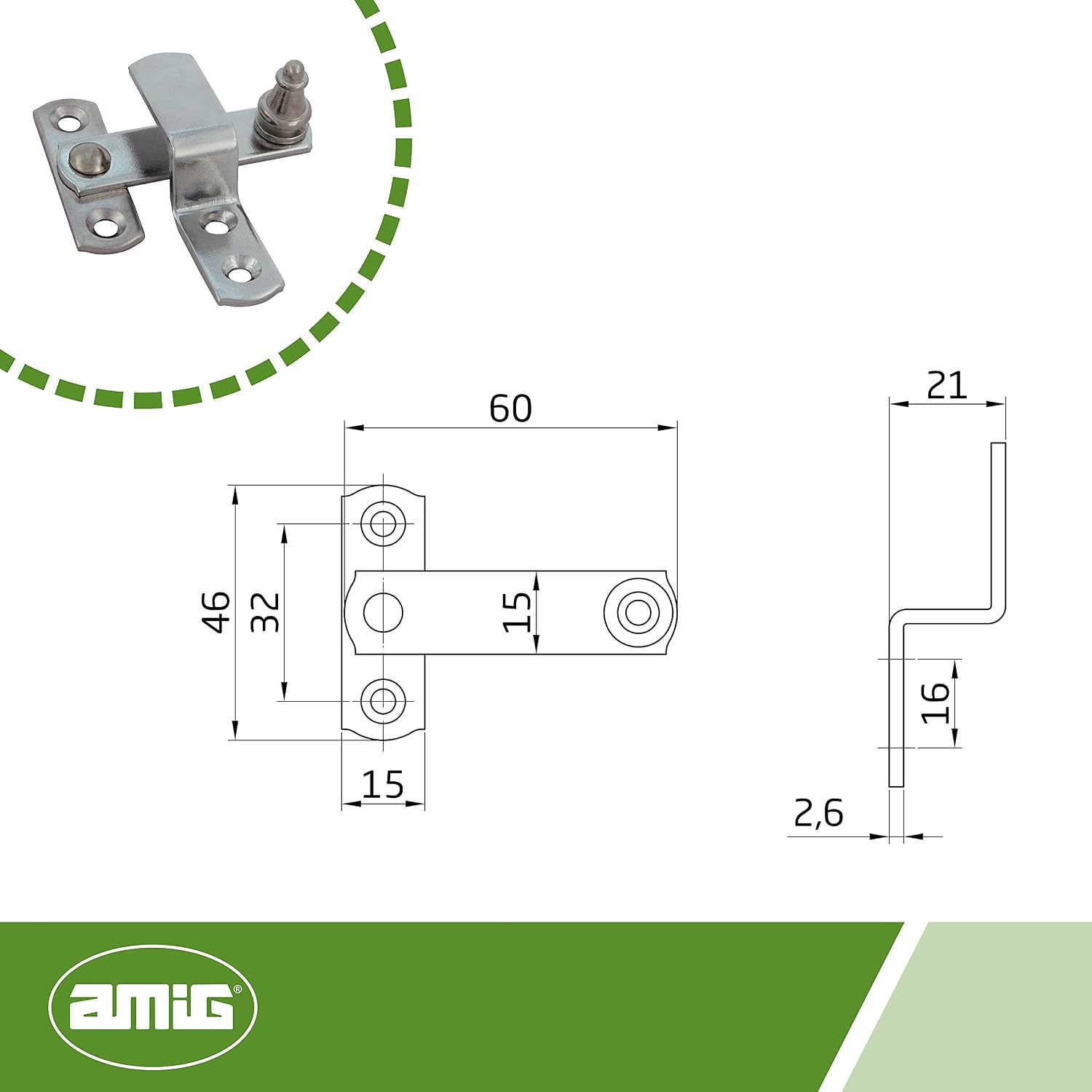  Amig - Shutter Handle With 4 Flap | Security Lock For Windows With Matt Chrome Finish | Rustic Garden & Outdoor Hardware