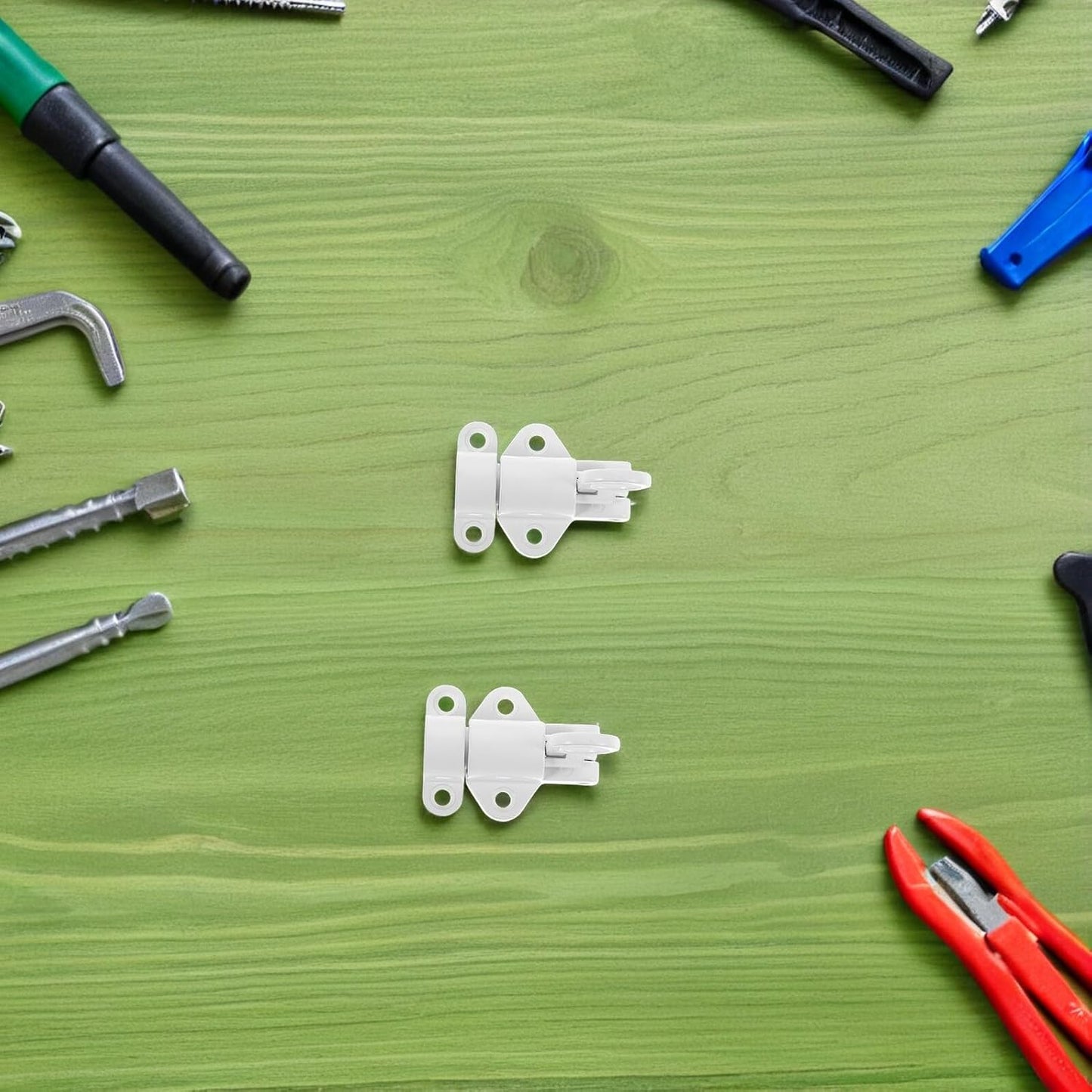  Angoily Lot De 2 Verrous Coulissants Automatiques En Alliage D'aluminium Blanc, Loquets à Ressort Résistants Pour Trappes De Grenier, Fenêtres Et Portails, Verrouillage Sécurisé
