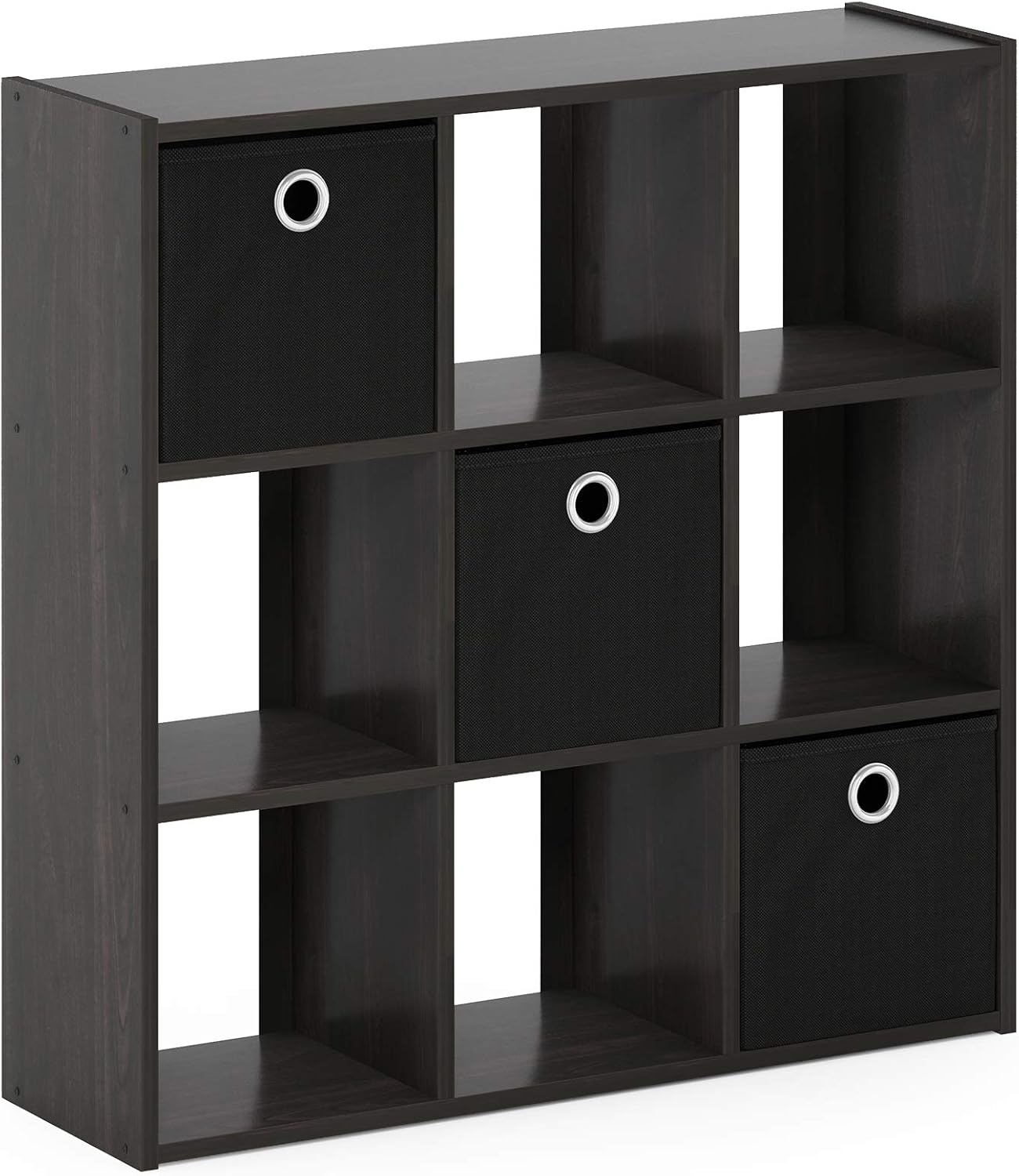  Furinno 13207EX/BK Simplistic Organisateur à 9 Cubes Avec Bacs, Expresso / Noir