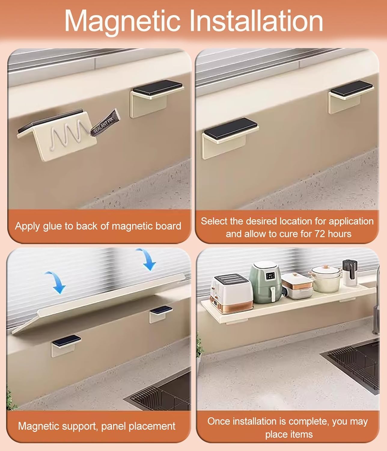  Window Sill Extender Removable Magnetic Window Sill For Pets - Heavy Duty Carbon Steel Plant Shelf With Window Sill - Waterproof Desk Extension (40 X 20 Cm (15 3/4 X 7 7/8 Inches)