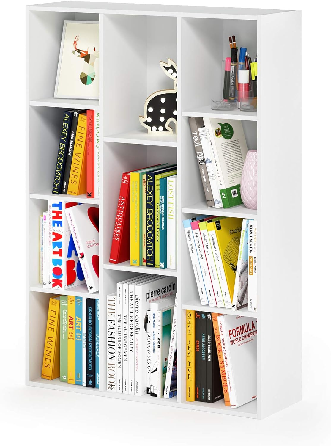  Furinno Luder Bibliothèque Etagère De Rangement Ouverte à 5 Cubes, Blanc/Bleu Clair