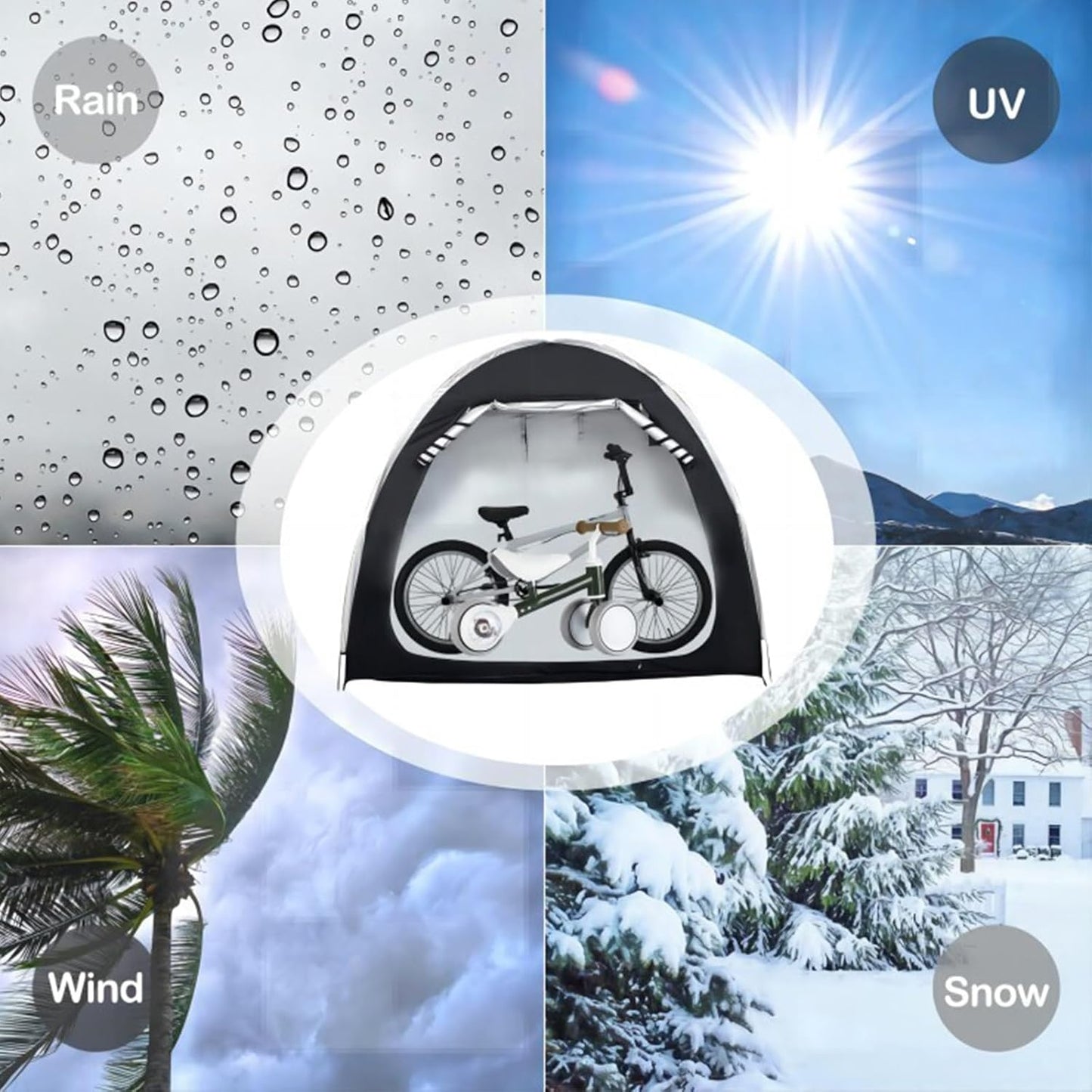  Tente De Rangement Extérieur Imperméable, Abri Pour Vélos Et Motos Avec Fermeture Éclair Métal & Fenêtre D'Aération, Protection Tout Temps Pour Outils De Jardin(Brown)
