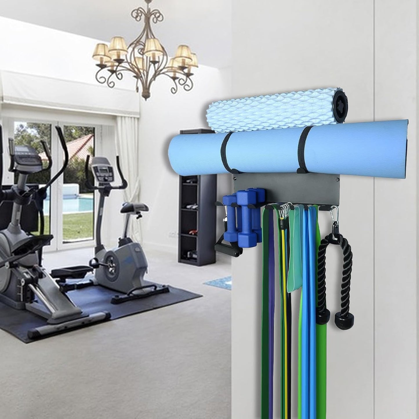  Rangement Mural De Salle De Sport, Organiseur D'équipement, étagère Montée Robuste De 11,4 Cm, Design Peu Encombrant, Système De Suspension Polyvalent Pour Entraînement à La Maison, Yoga, Entraînement