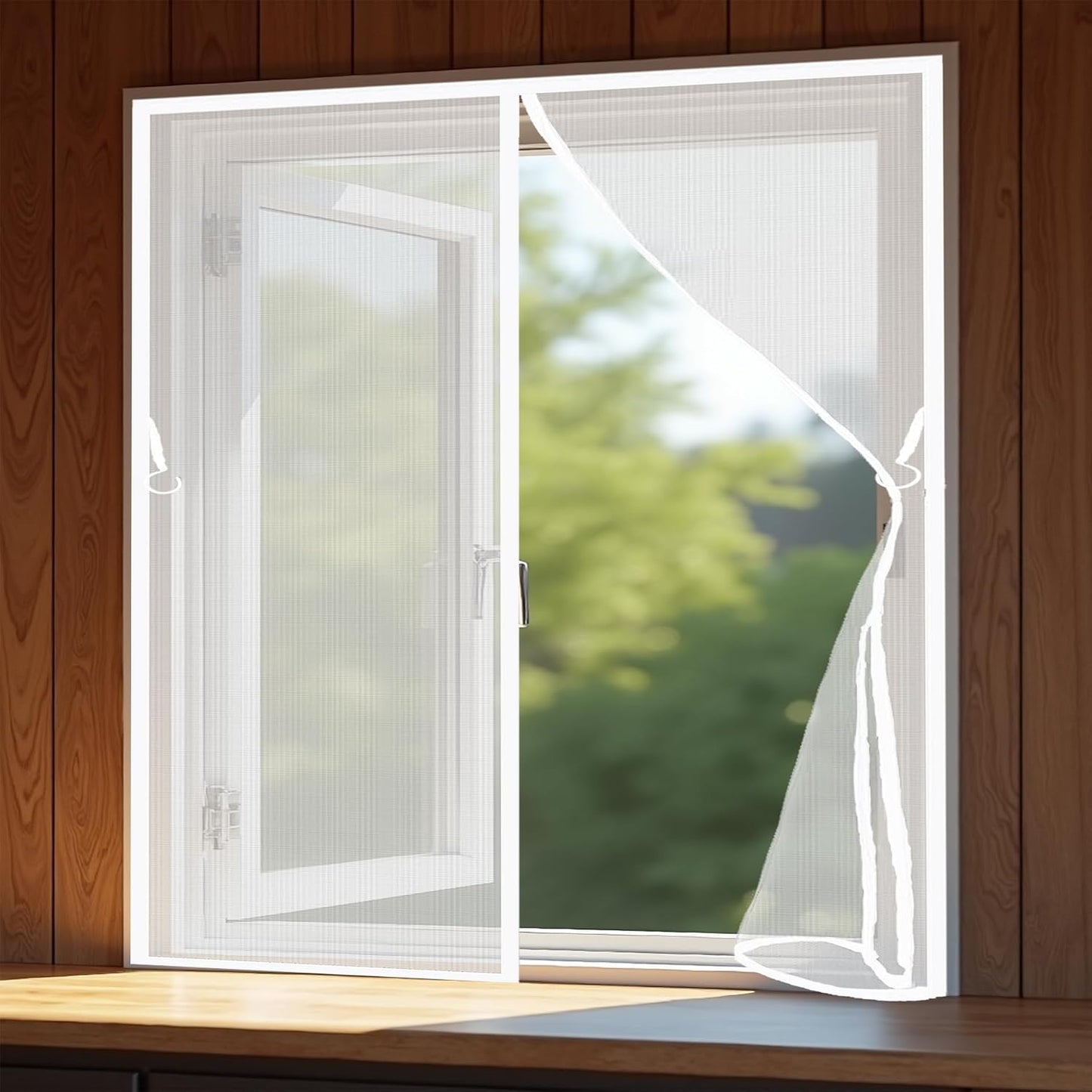  Insect Screen Door Window 116 X 138 Cm Fine And Durable Mesh Magnetic Mosquito Net For Doors With Adhesive Tape, Magnetic Sticks, White