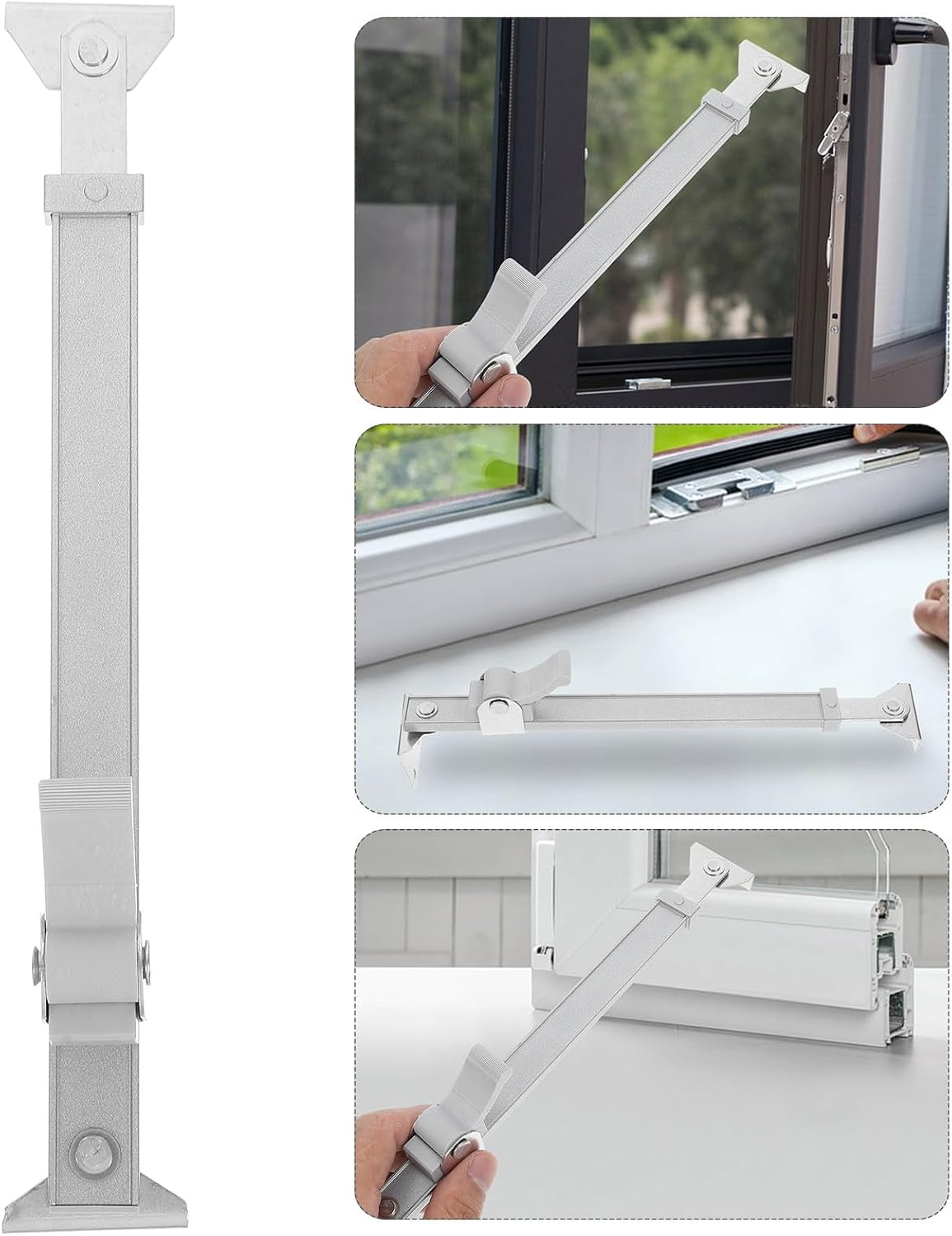  Ciieeo Limiter De Fenêtre à Battants En Alliage D'aluminium Barre Télescopique Réglable Pour Sécurité Et Ventilation Butée De Fenêtre Coulissantes Et Ouvrantes Accessoire De