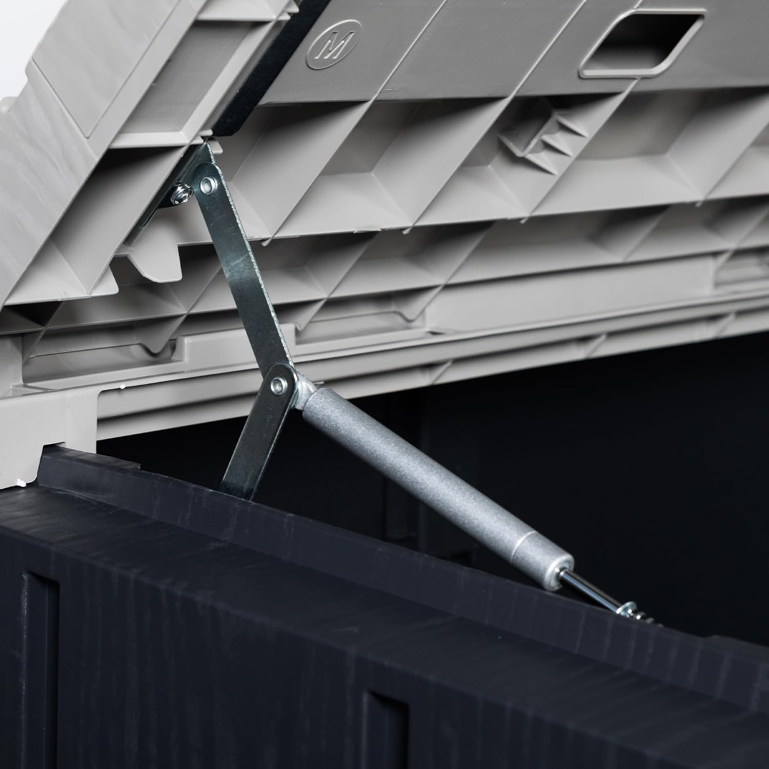  Toomax Stora Way Plus XL Coffre De Rangement Extérieur En Polypropylène Recyclé Avec Effet Bois, Couleur Anthracite/Gris Taupe
