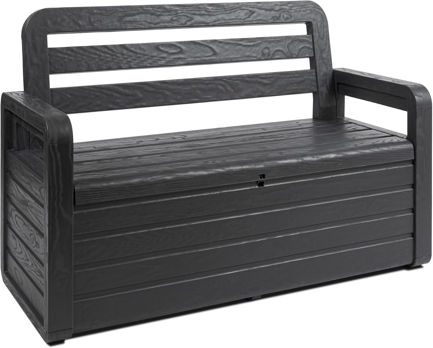  Toomax Coffre Foreverspring Avec Assise 2 Personnes 270 L, En Plastique Effet Bois, Dimensions 132,5 X 58 X 89 Cm, Article 599, Couleur : Anthracite